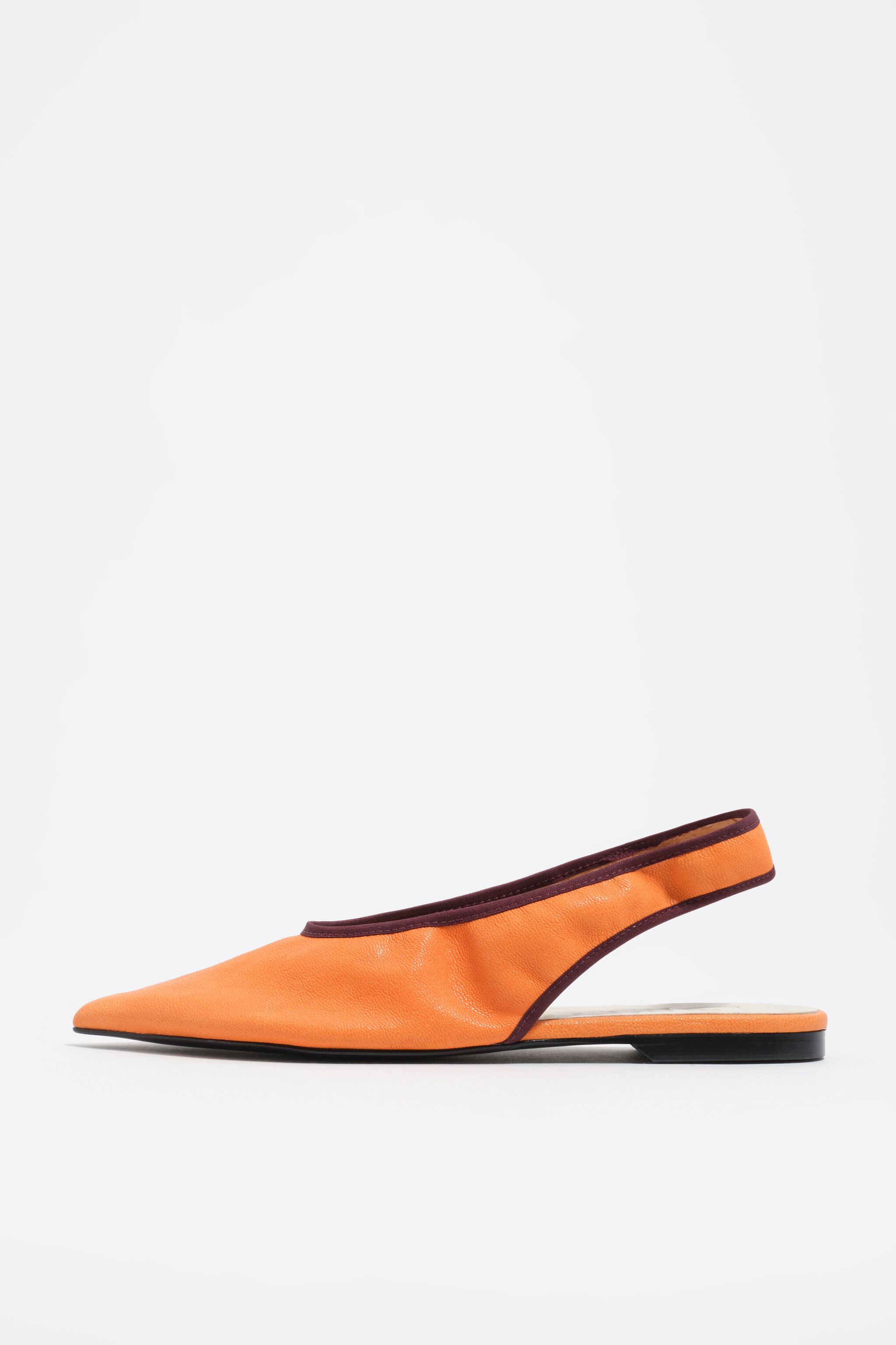 Orange leather slingback ballerina