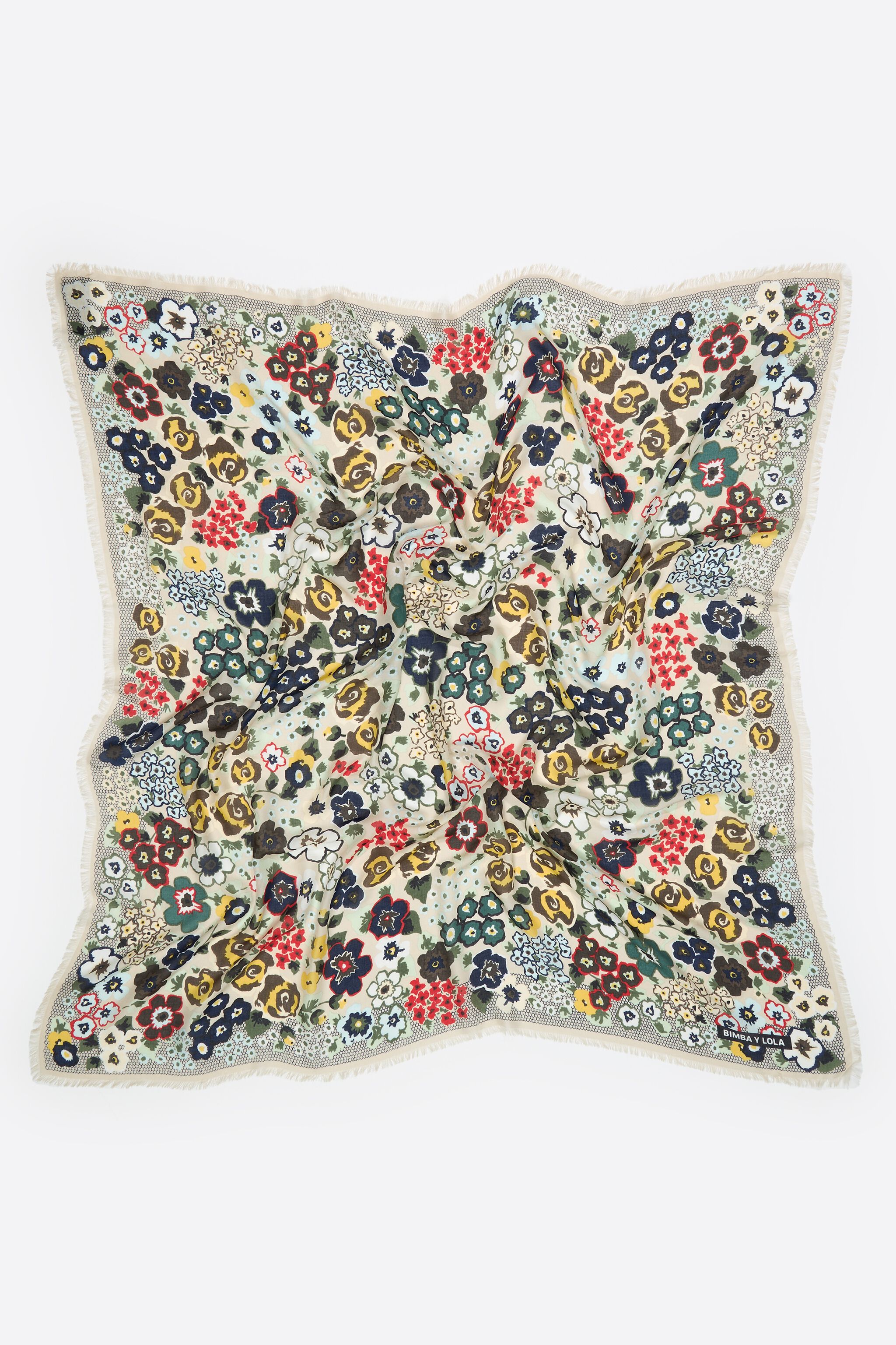 Beige floral garden shawl