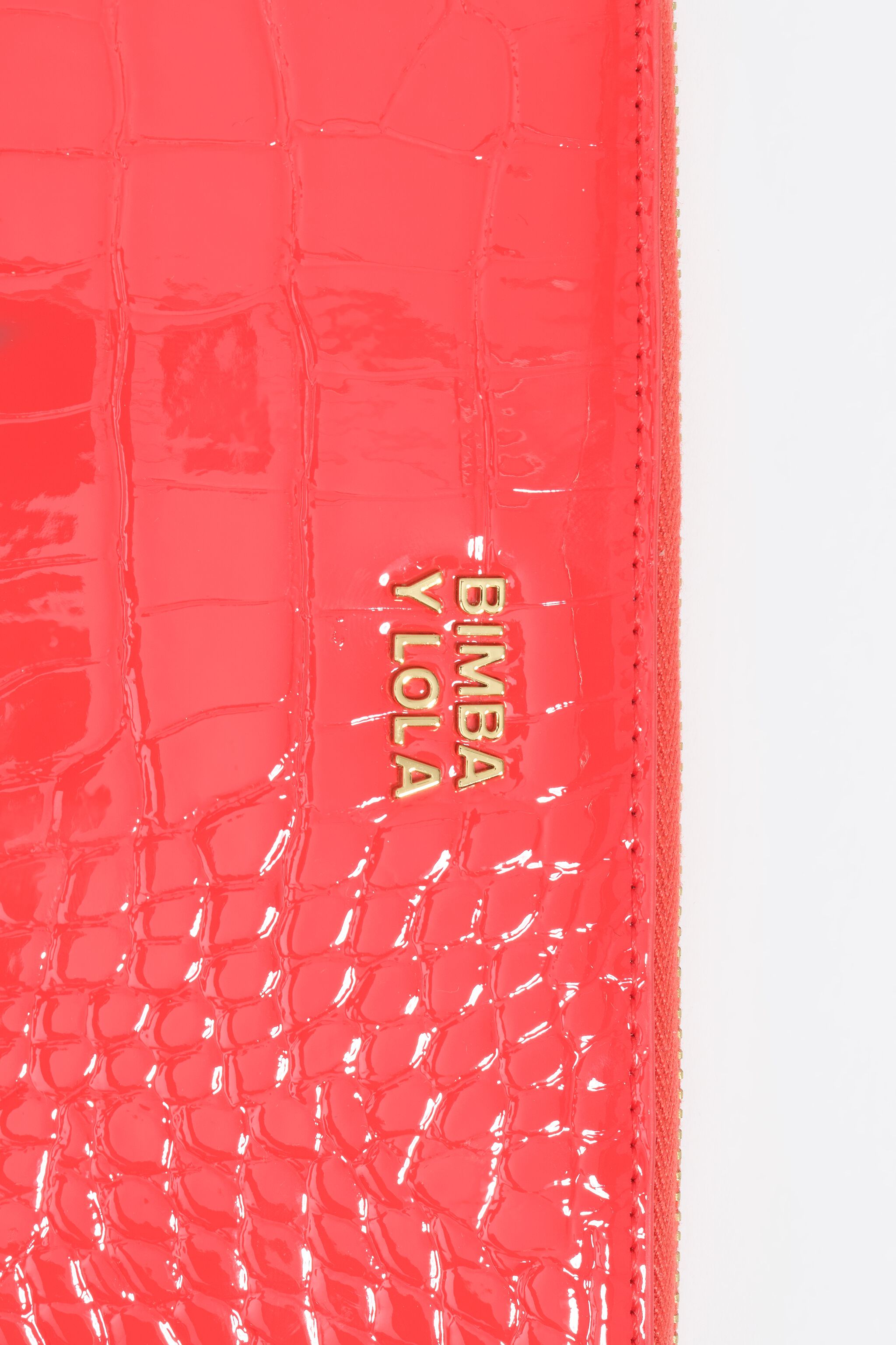Medium coral mock croc horizontal wallet