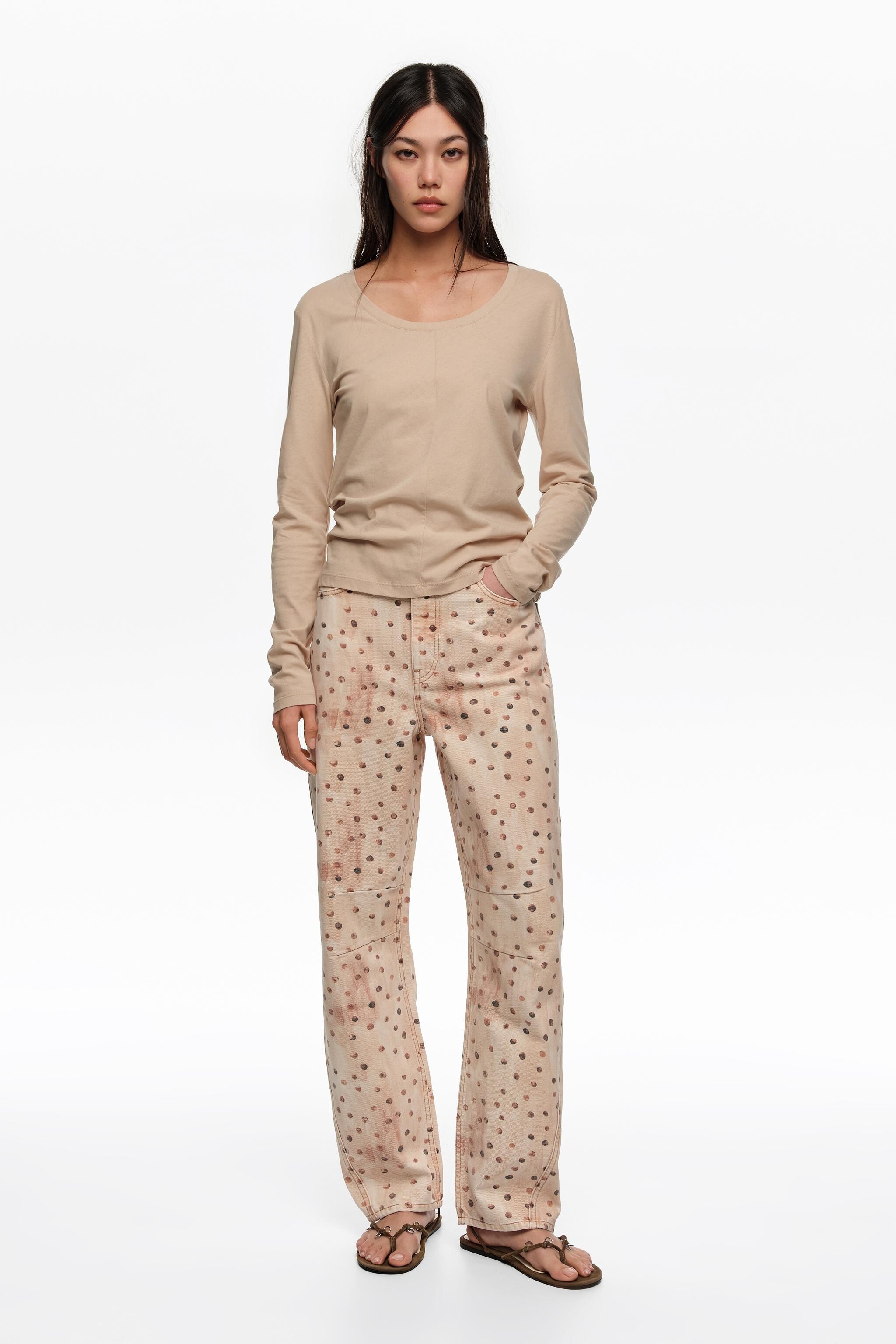 BARREL - Watercolor Dots denim trousers