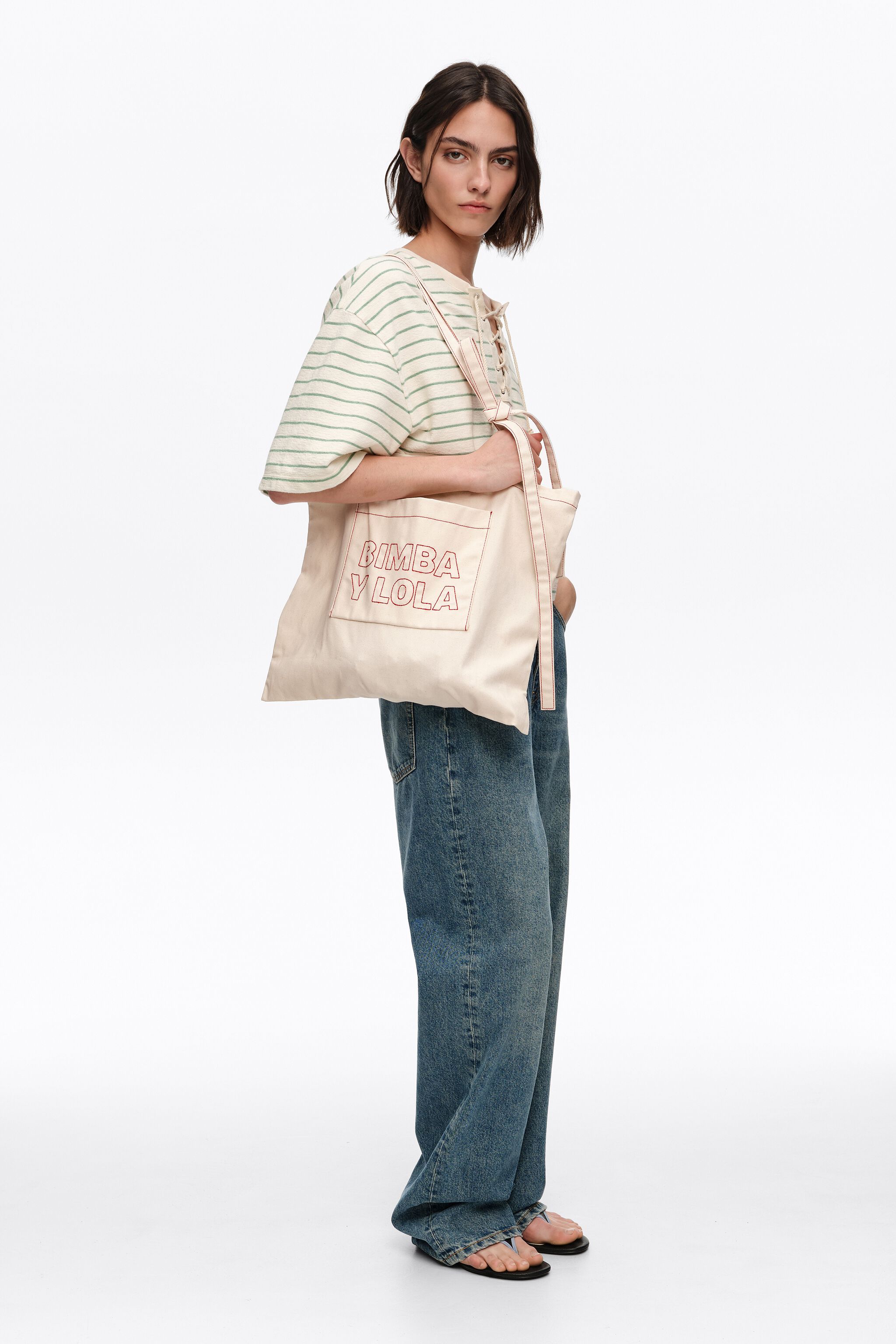 Large off-white cotton canvas bag