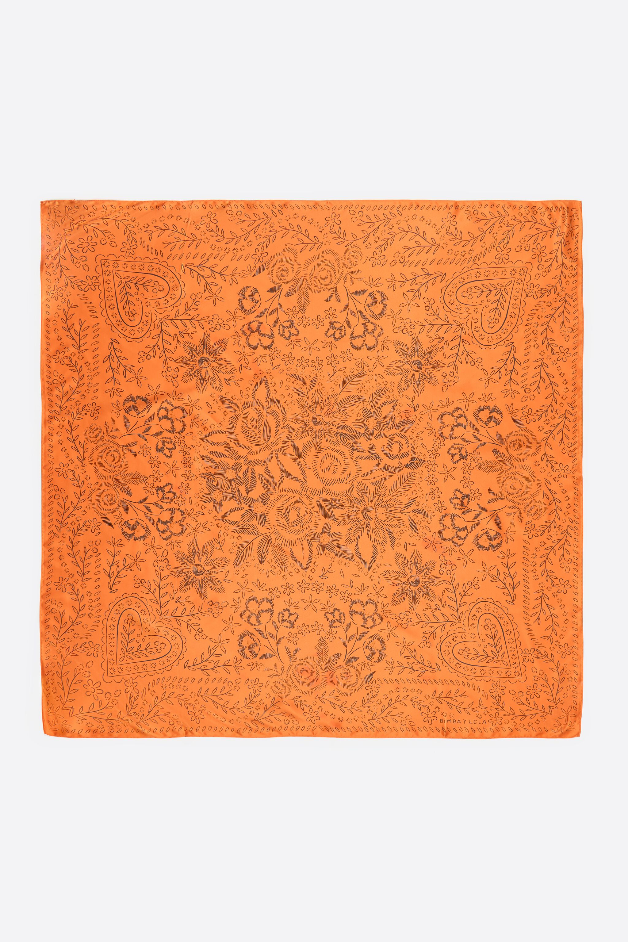 Orange brushstroke flowers scarf