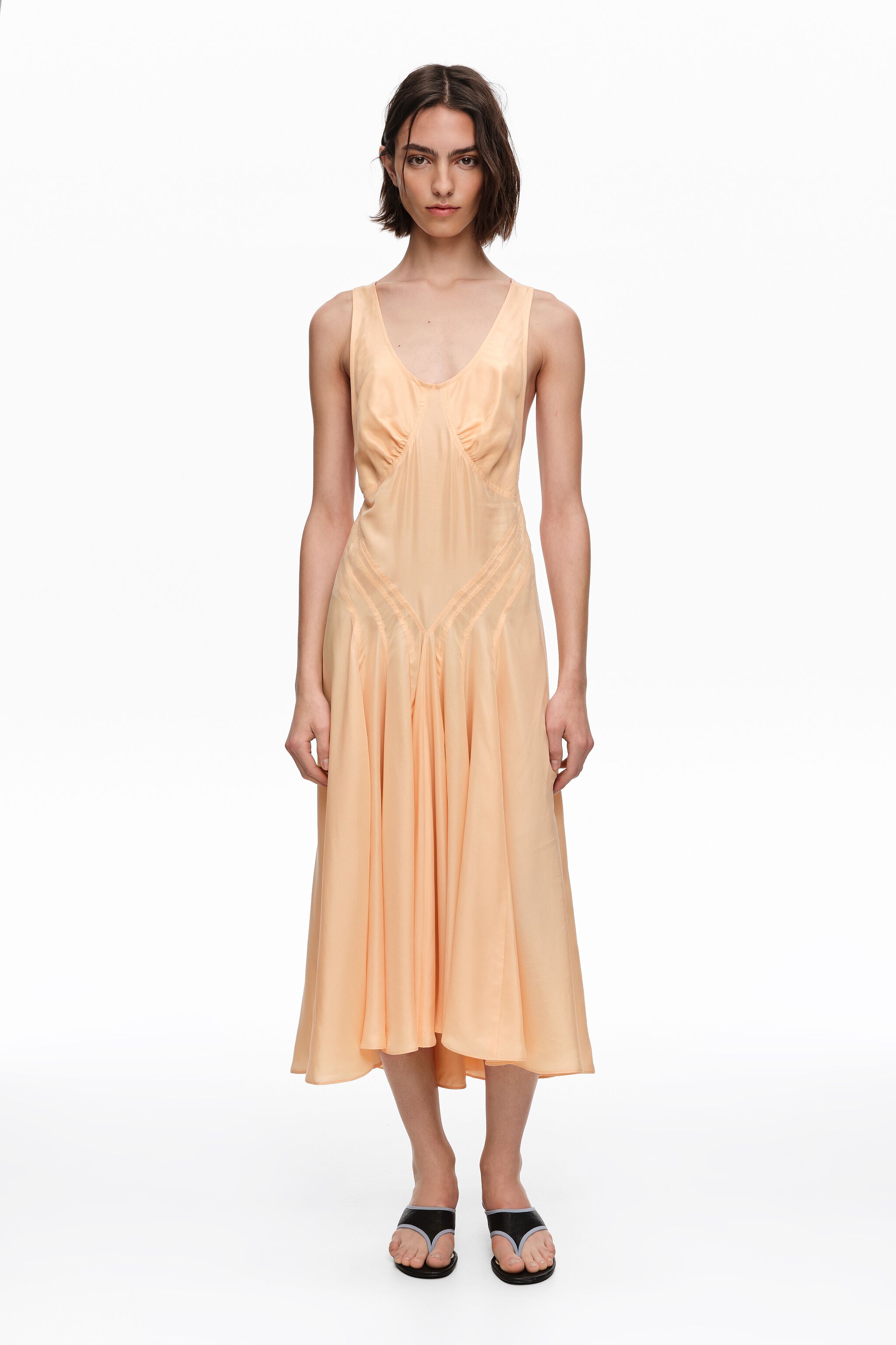 Orange silk cross-back dress