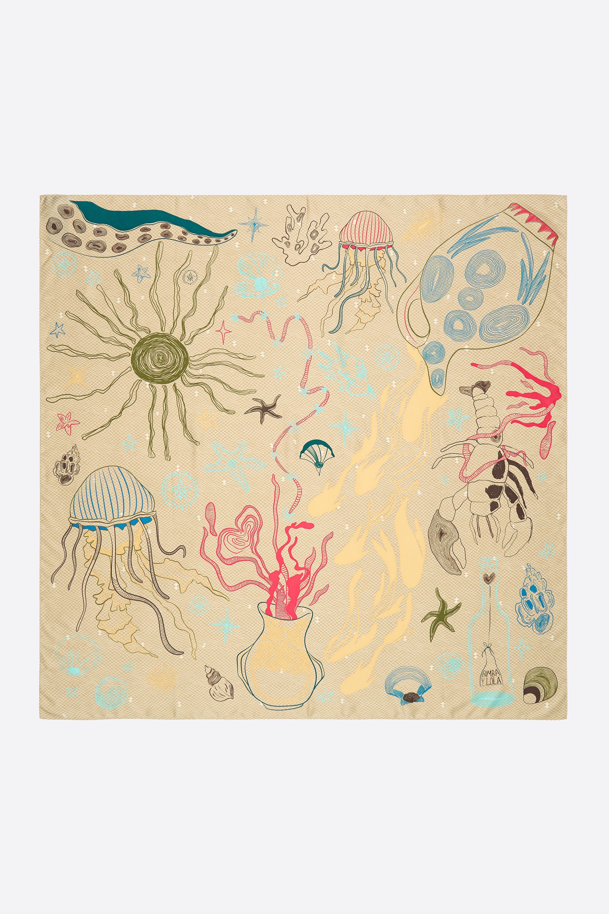 Beige scarf with nautical motifs