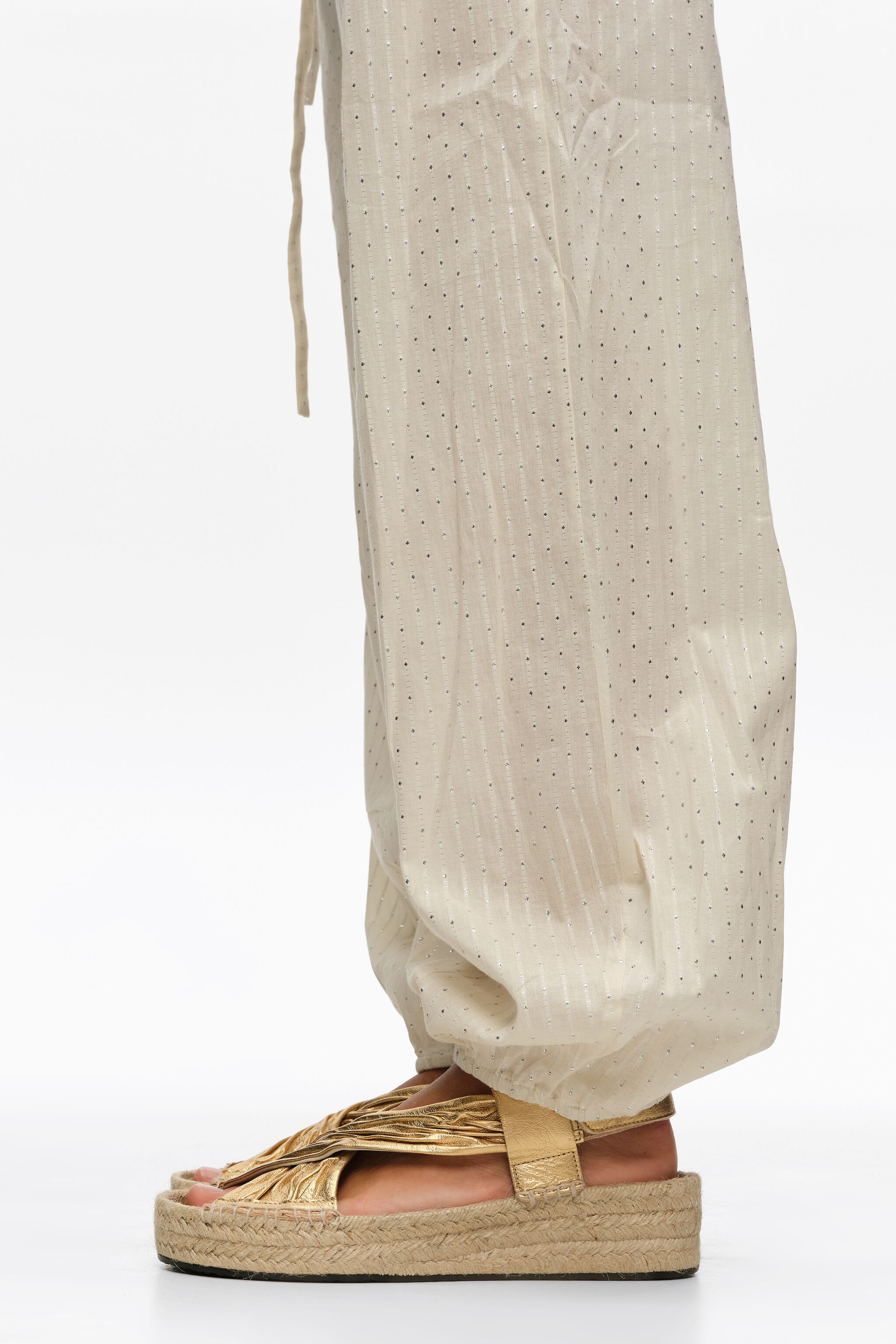 Gold leather jute wedge sandal