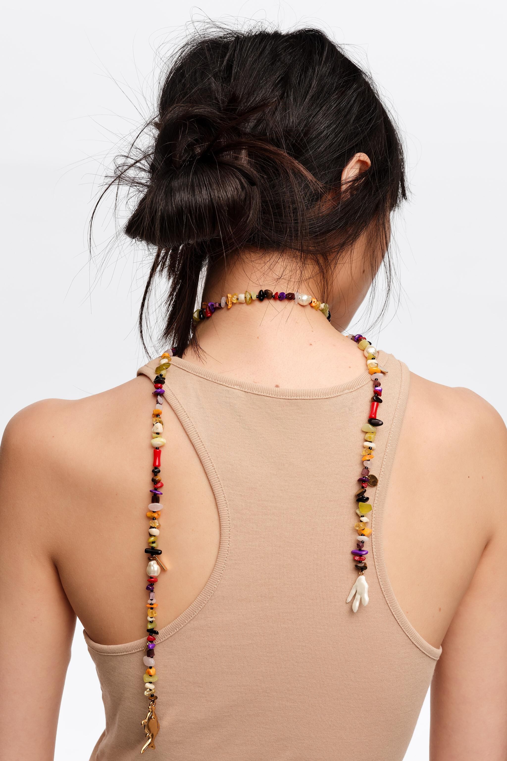 Multicolor stones and fish necklace