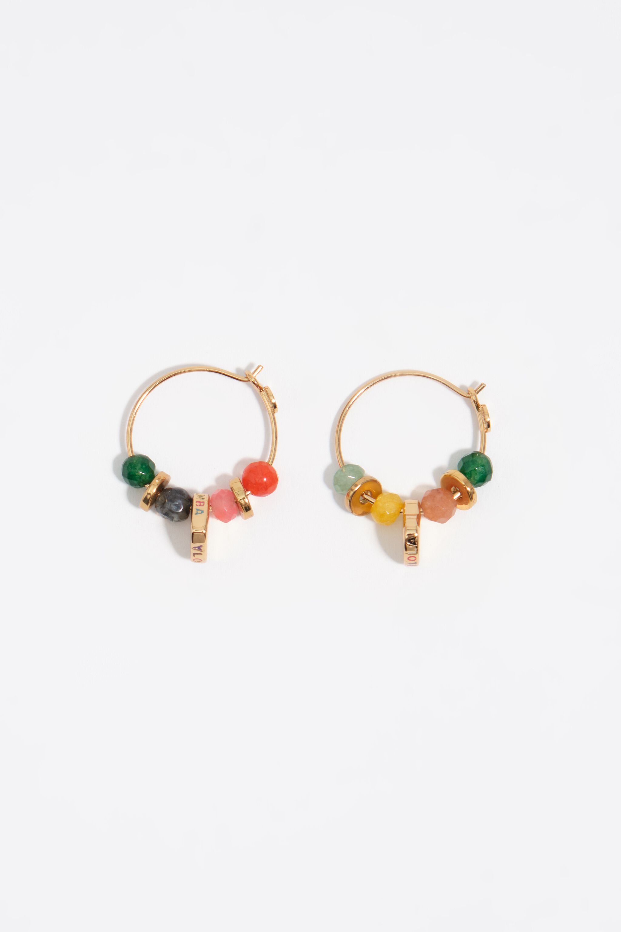 Heart stones hoop earrings