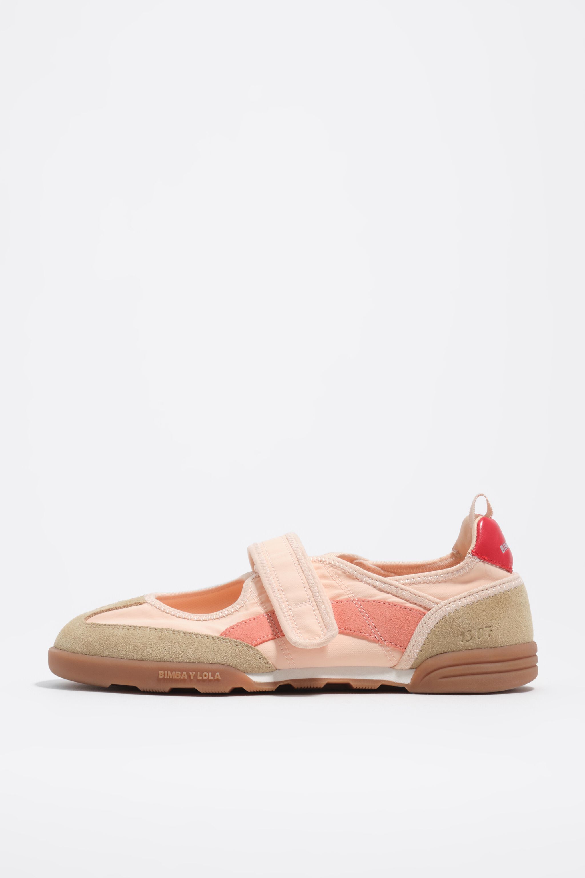 Pink suede and nylon 13 07 sporty ballerina