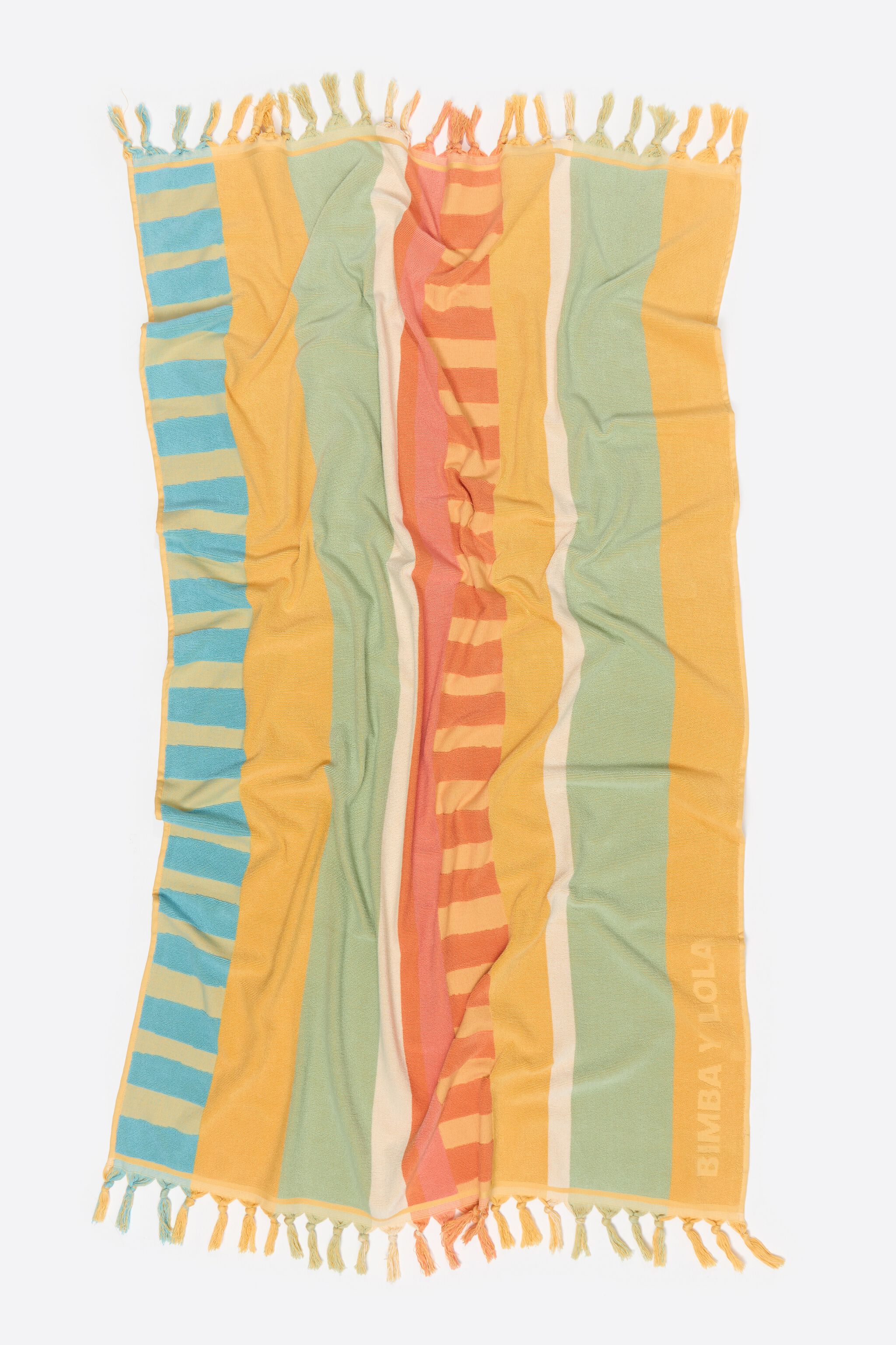 Green striped towel with horizontal and vertical pattern