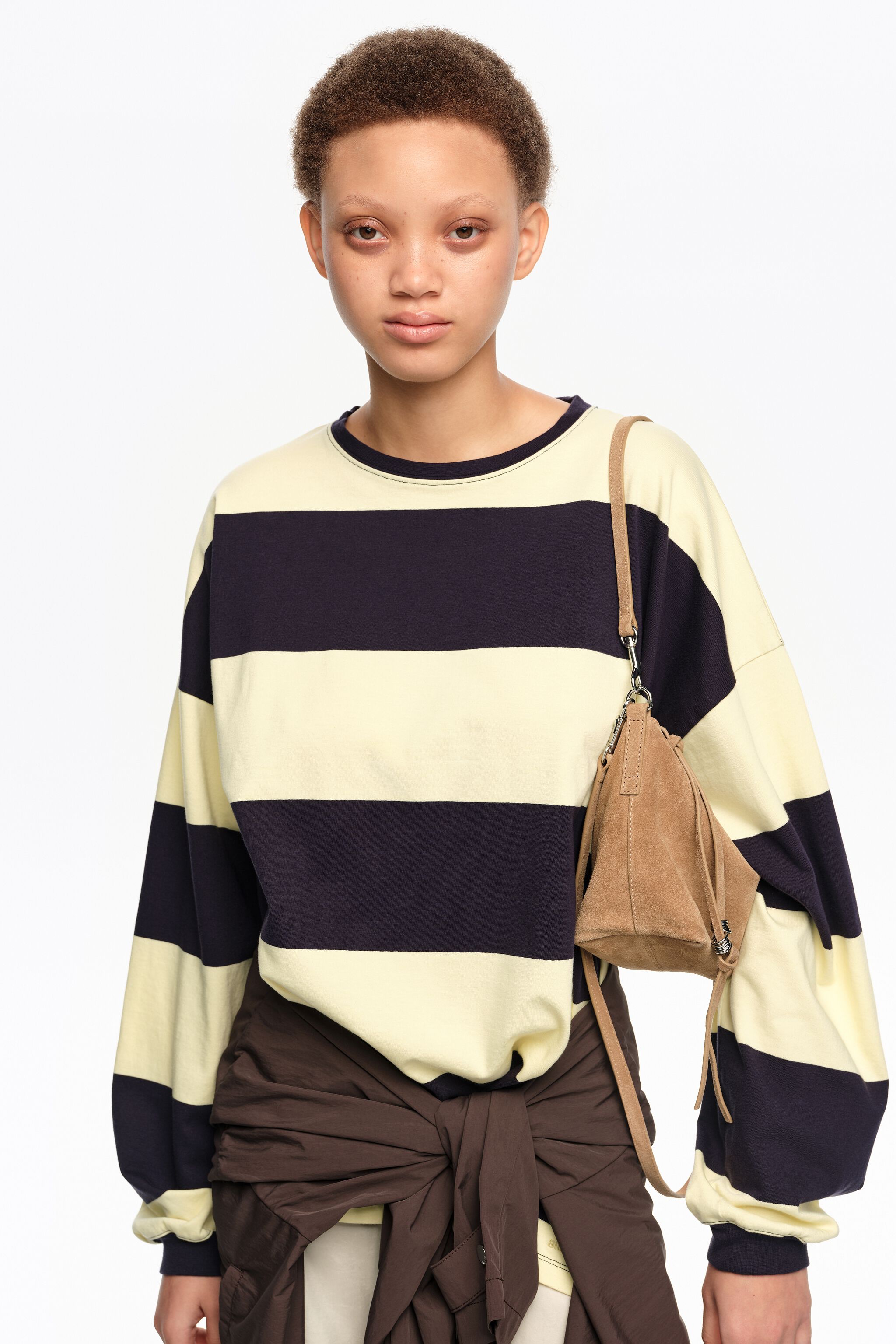 Blue and yellow striped oversize T-shirt