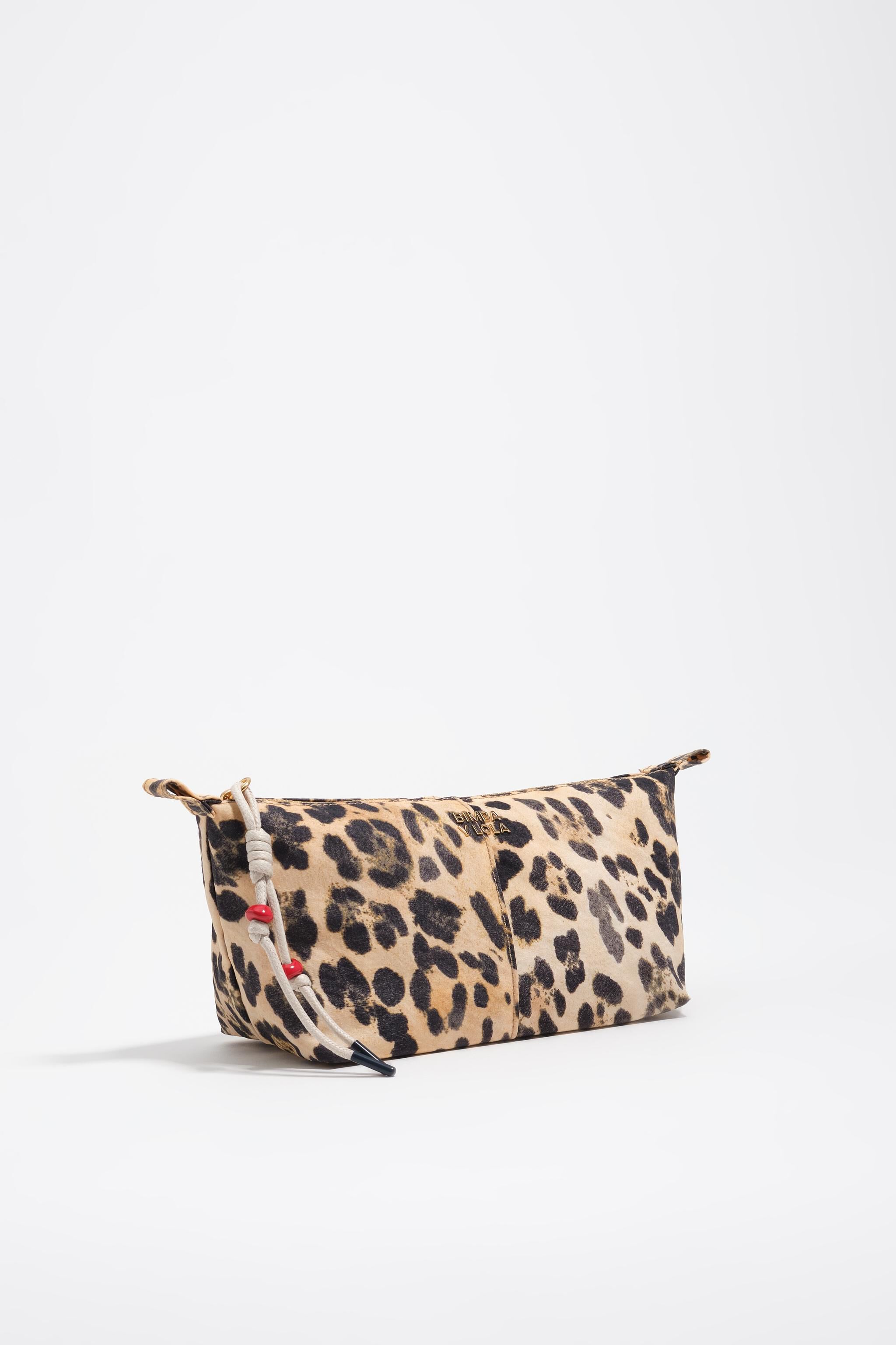 Natural leopard nylon Trapecio make-up case