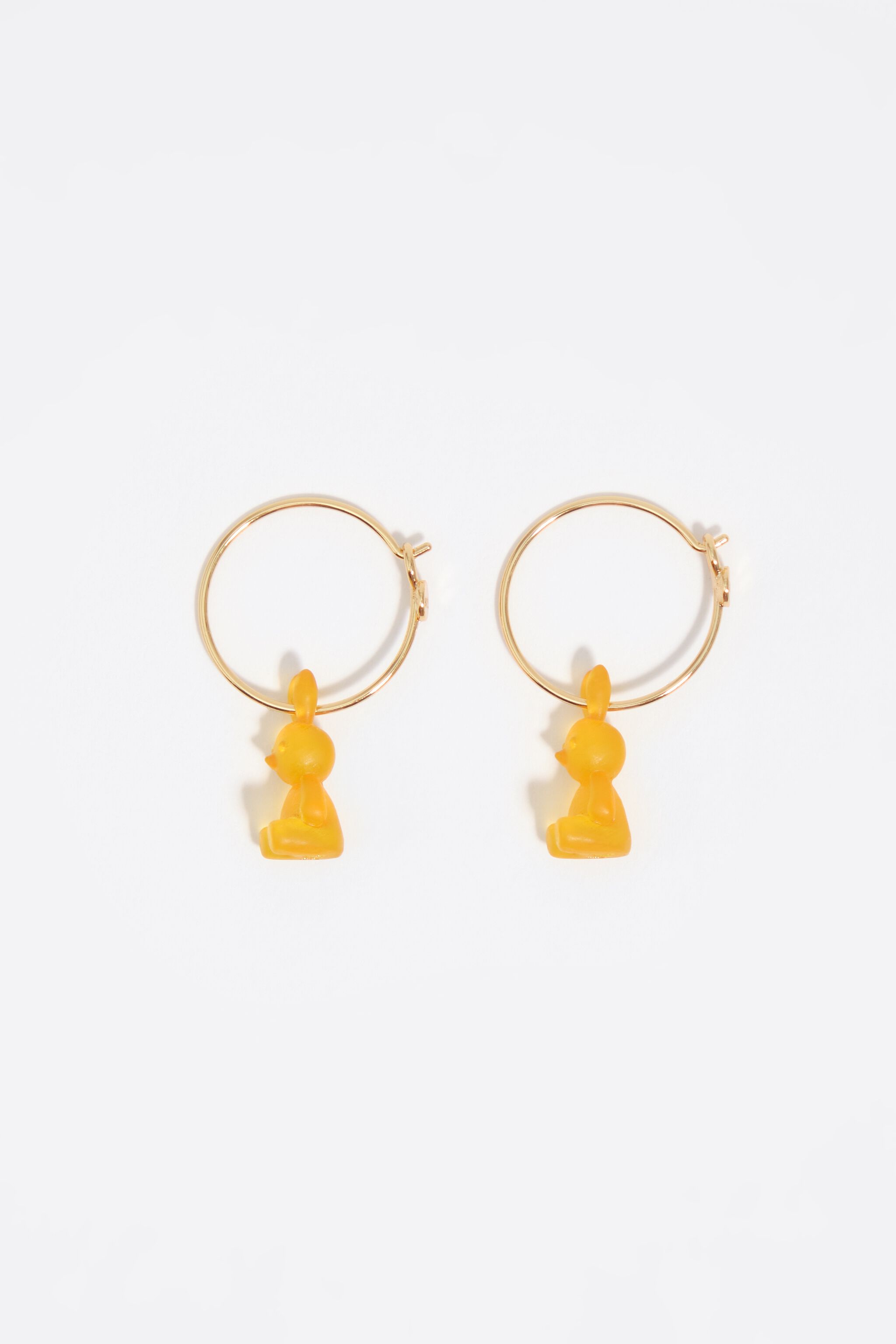 Gold resin rabbit hoop earrings