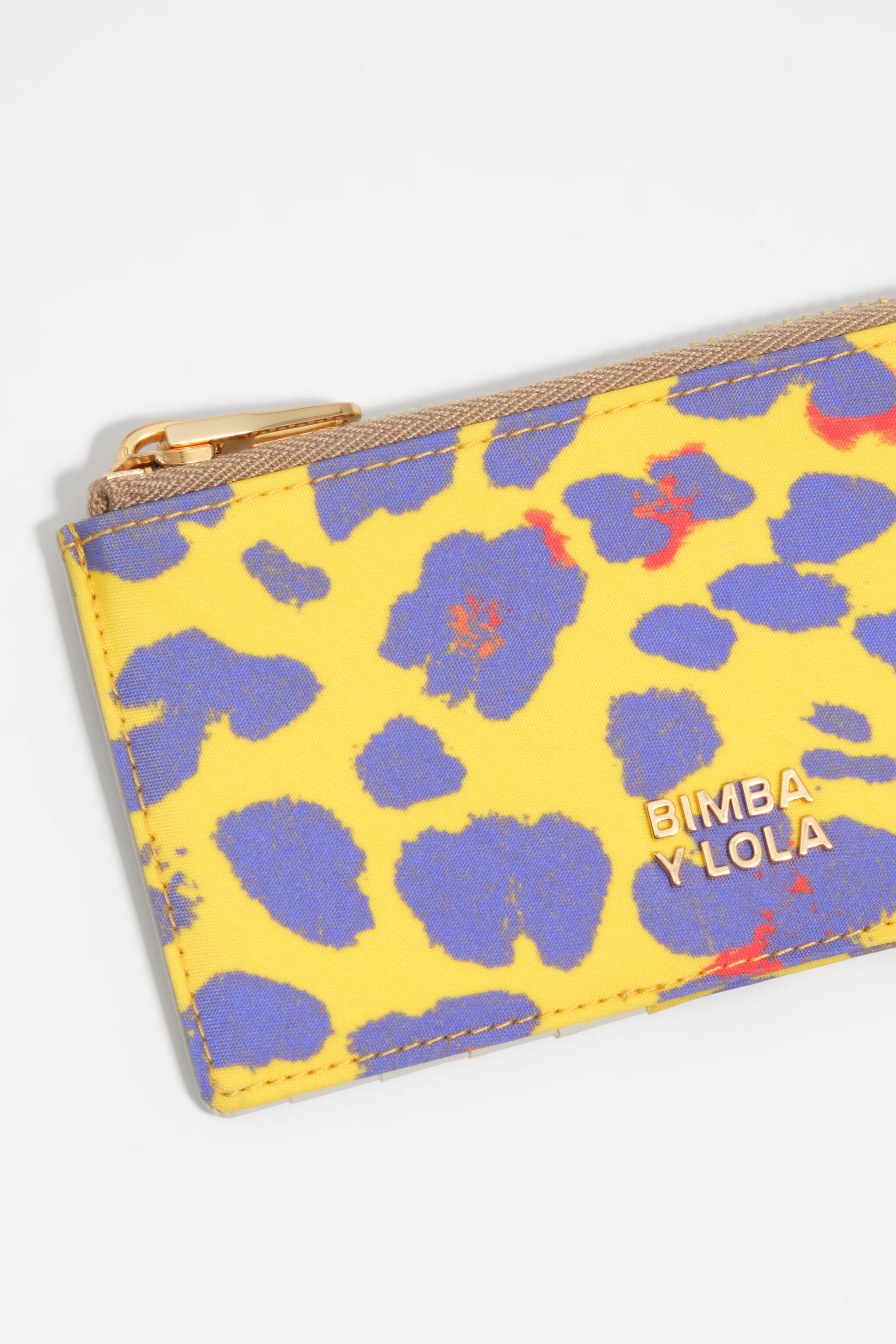Intense yellow Leopard nylon card holder/coin purse