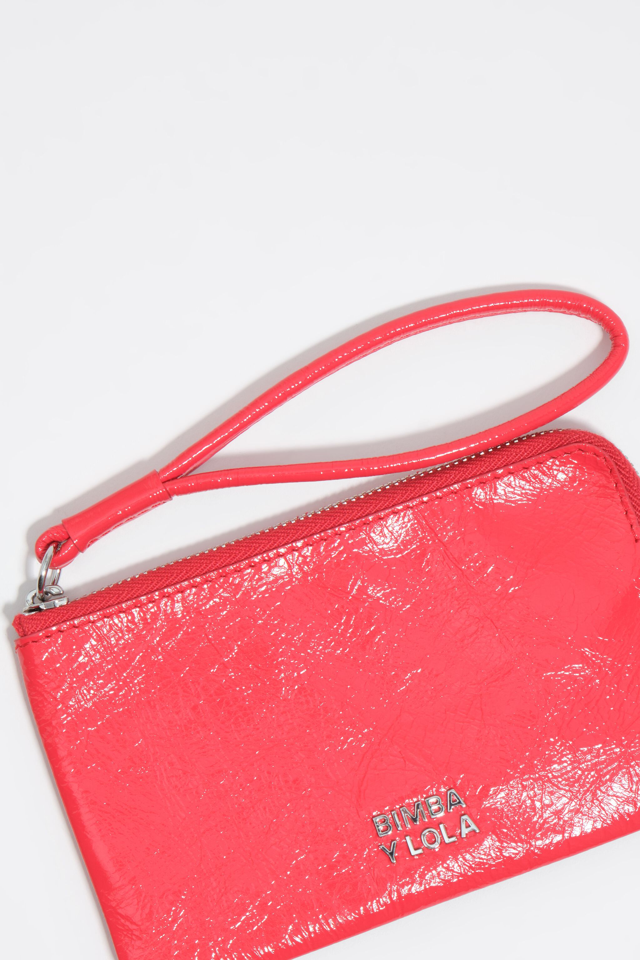 Acid red small shiny leather purse