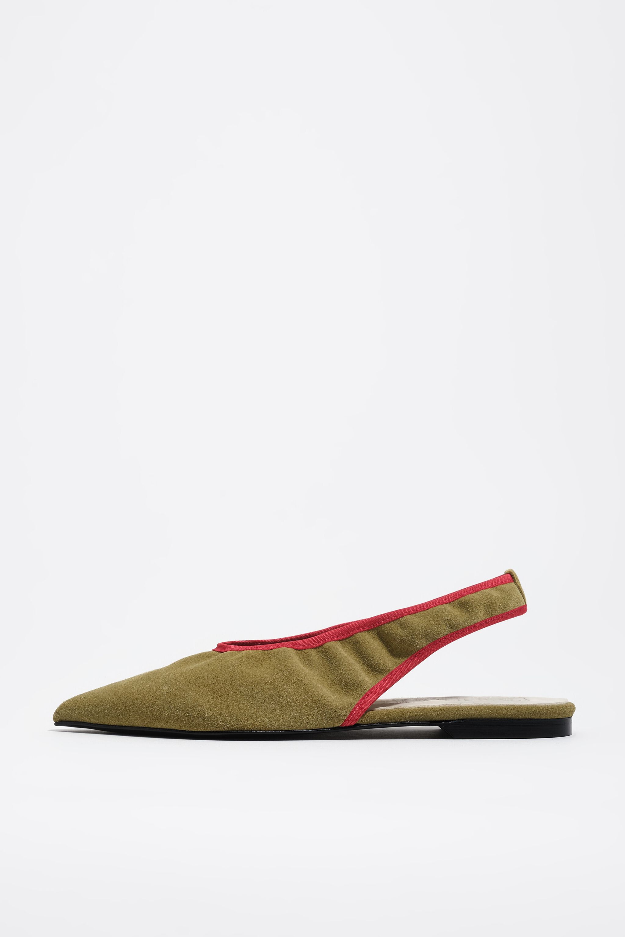 Green suede slingback ballerina