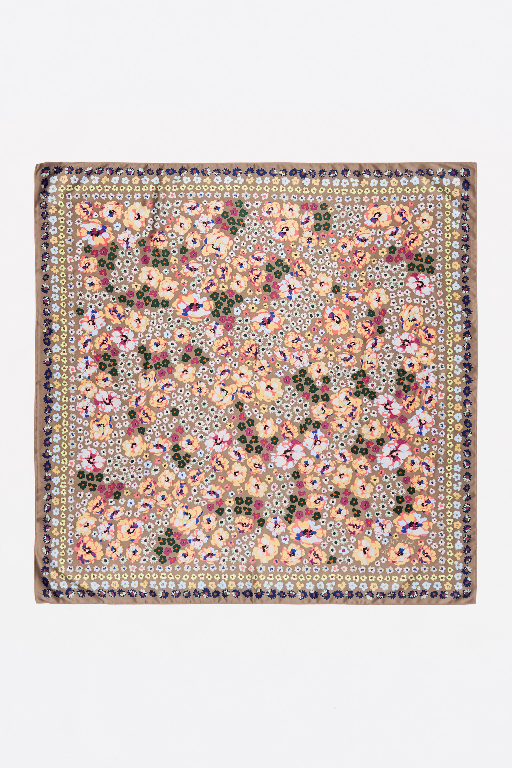Taupe watercolor floral scarf