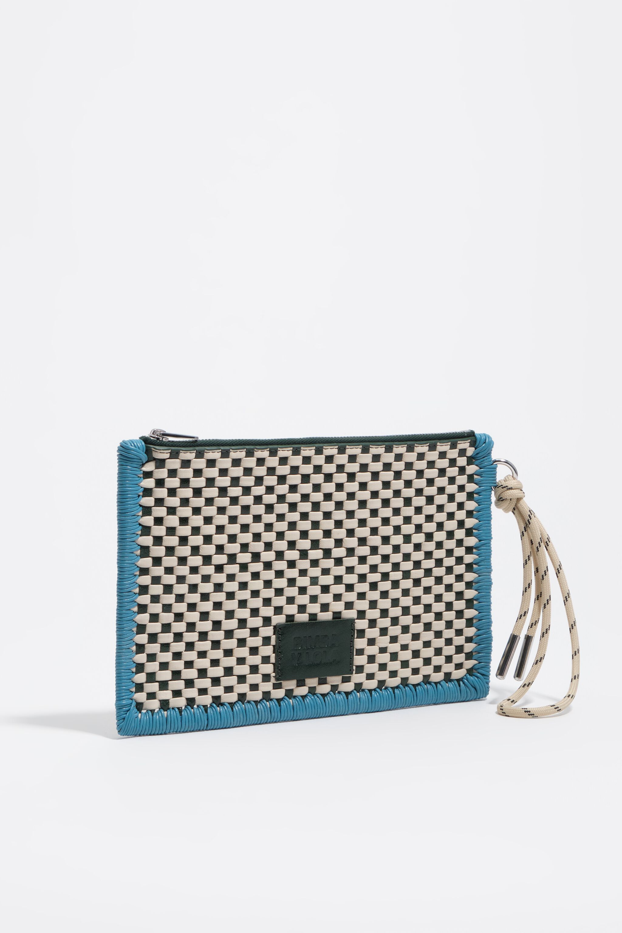 Dark green medium leather zip clutch