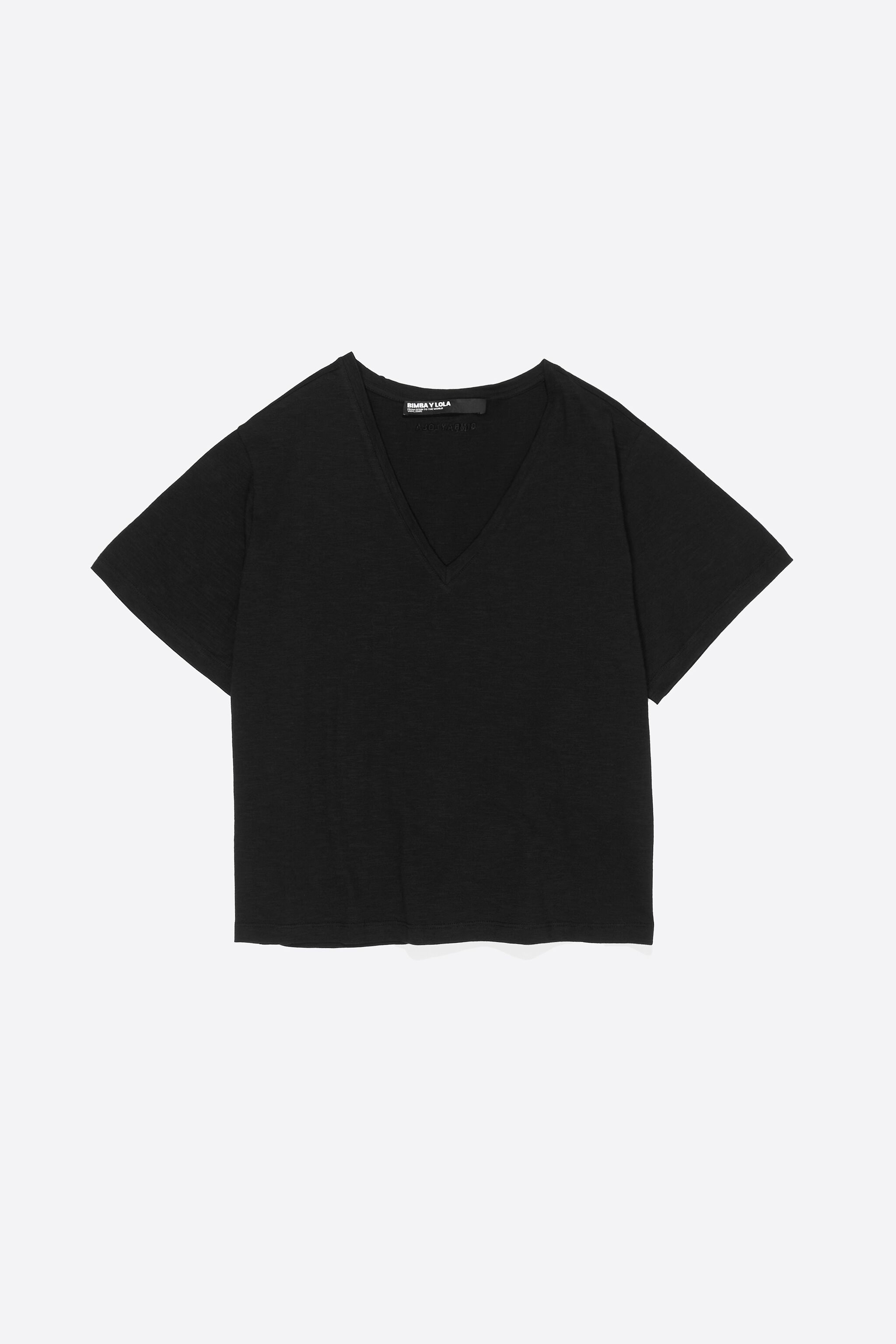 Black V-neck cotton T-shirt