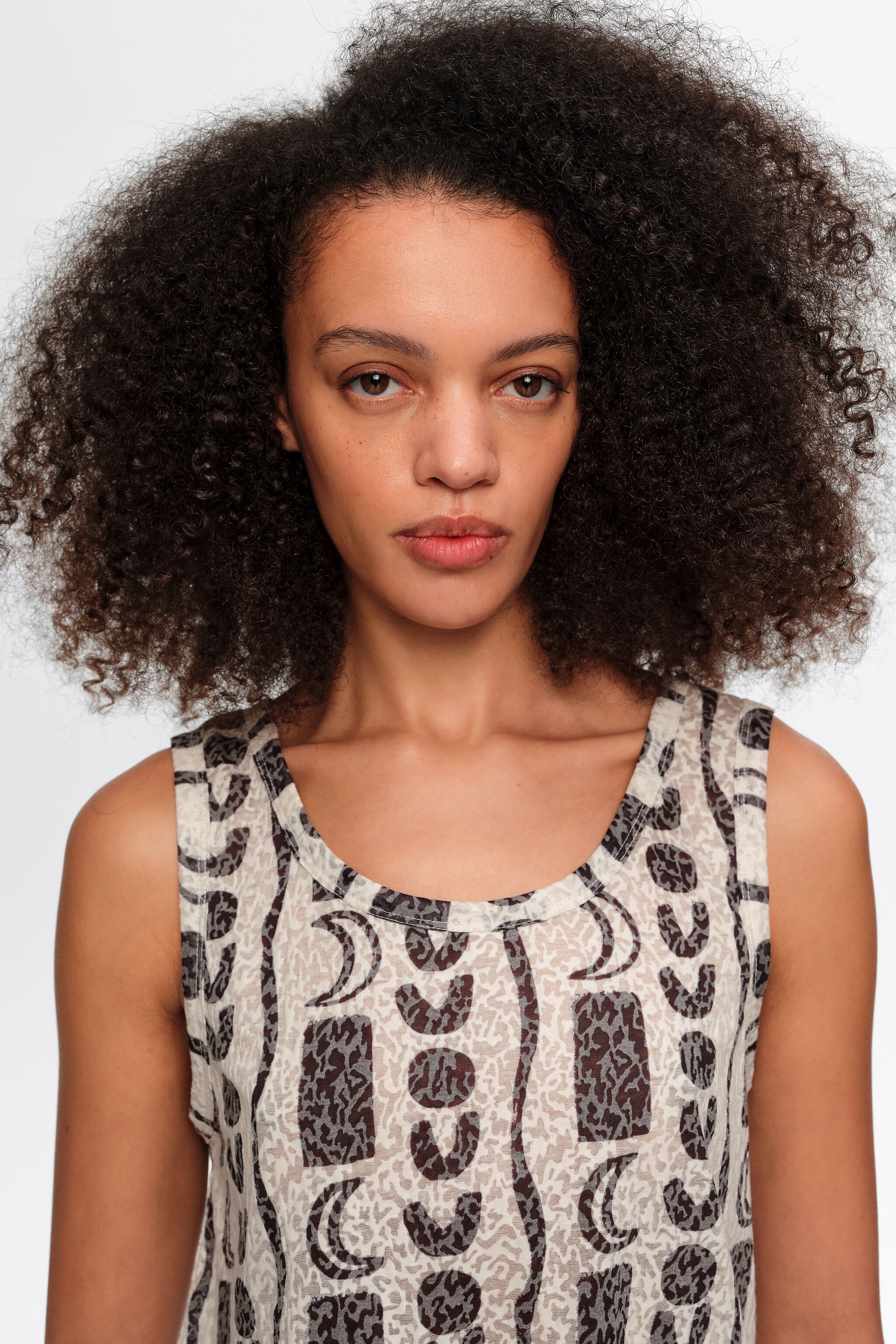 White devoré Moon stripes vest top