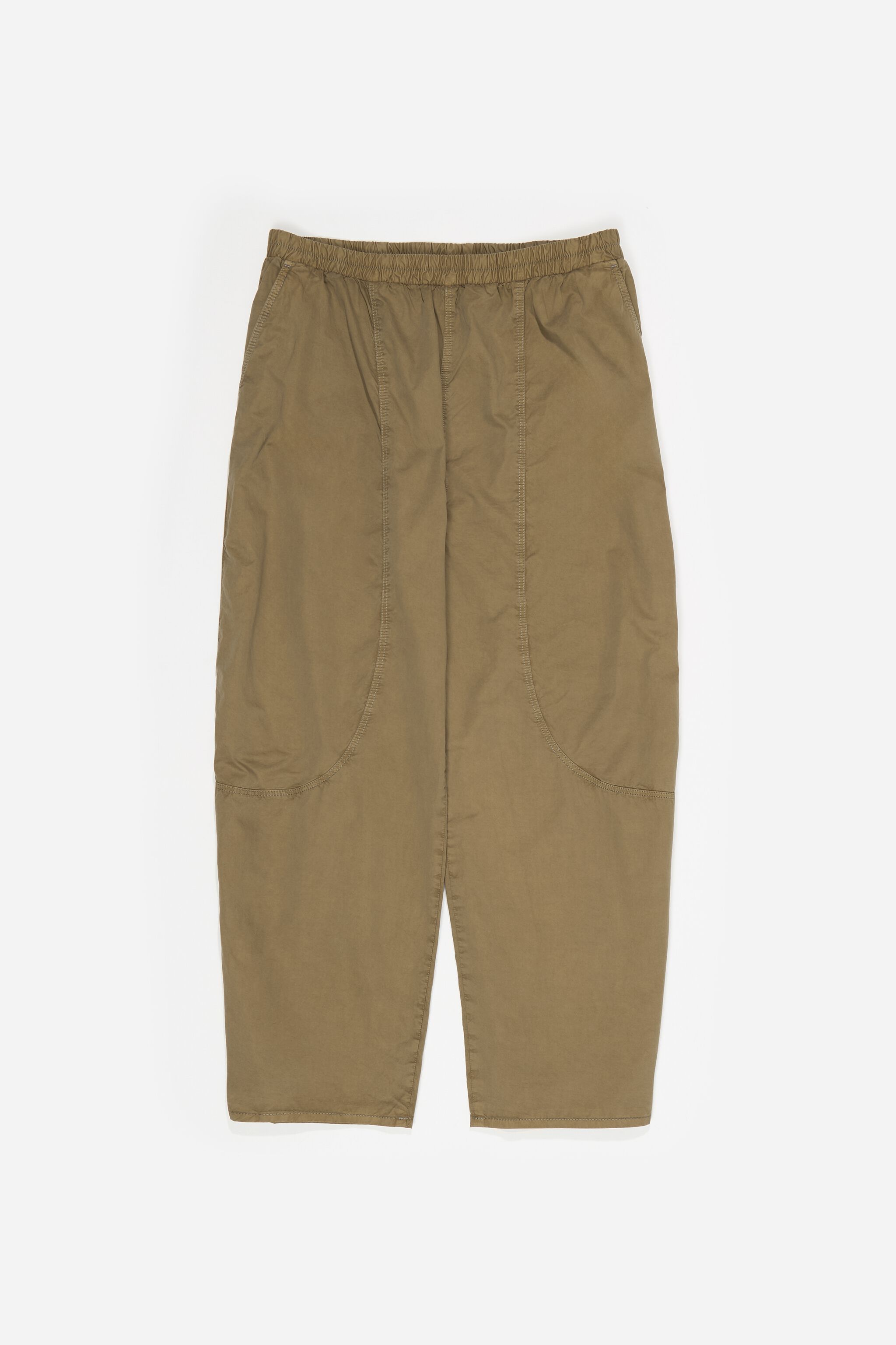 Camel jogger trousers with decorative stitching