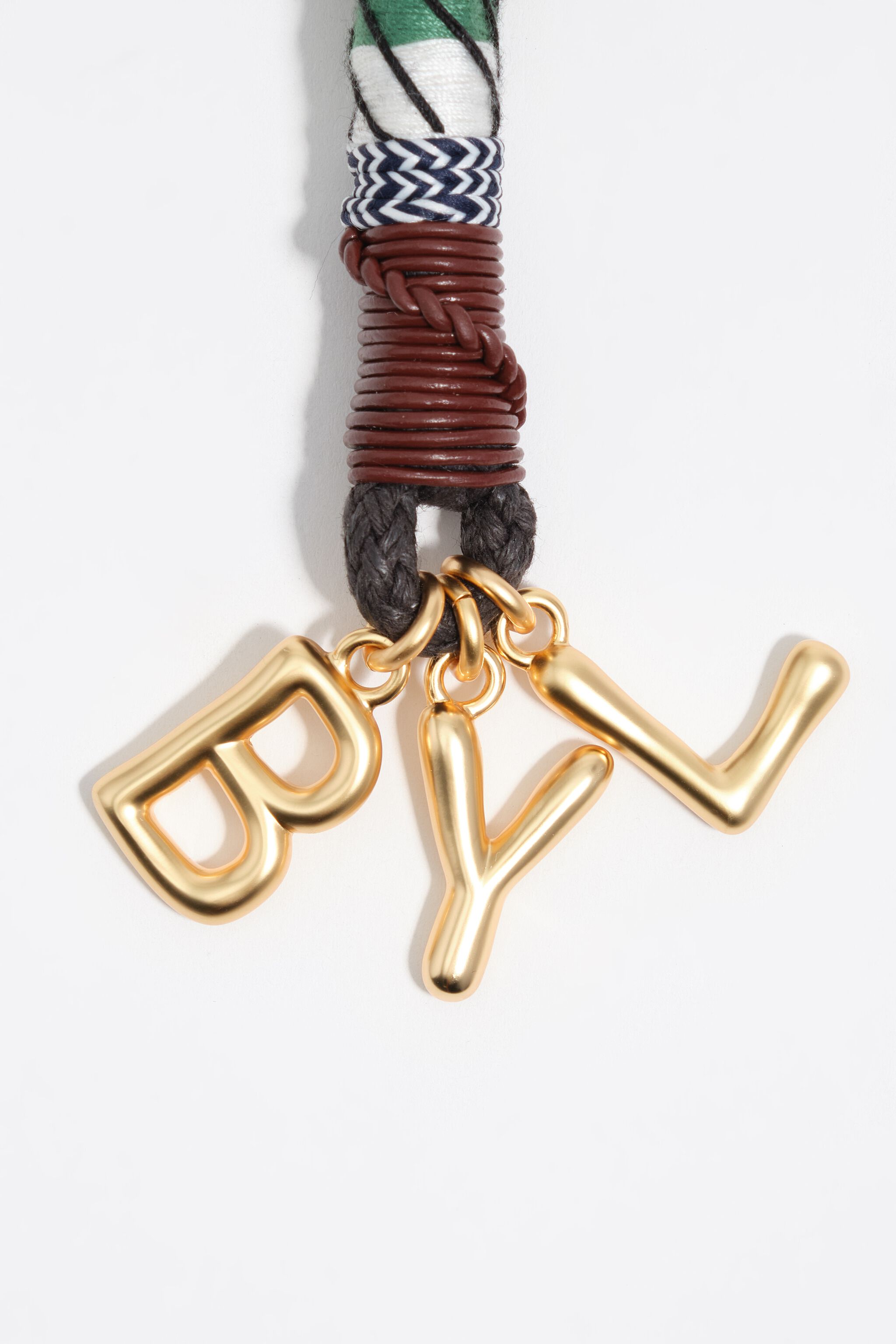Knotted rope key ring with charms