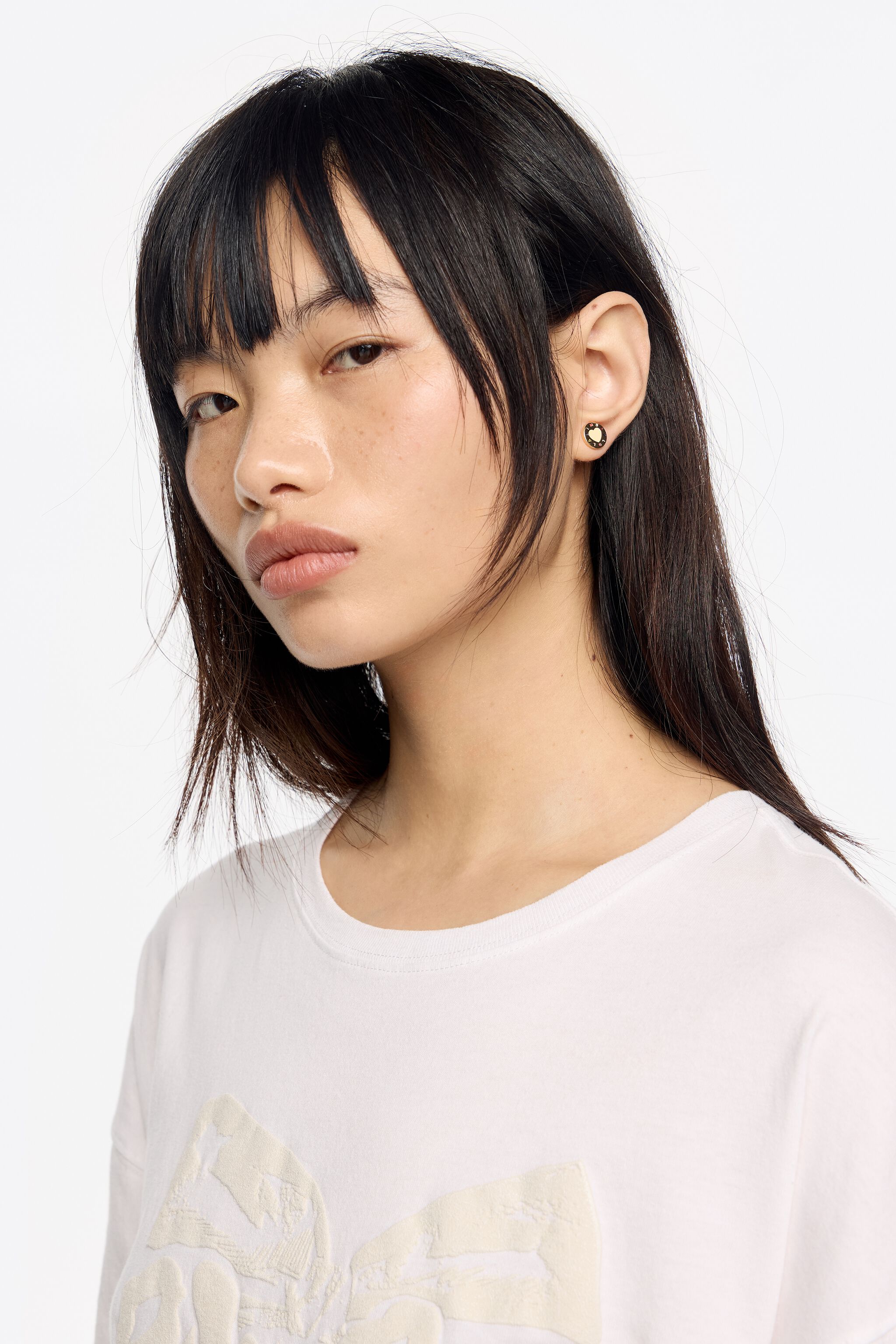 Ivory heart logo earrings