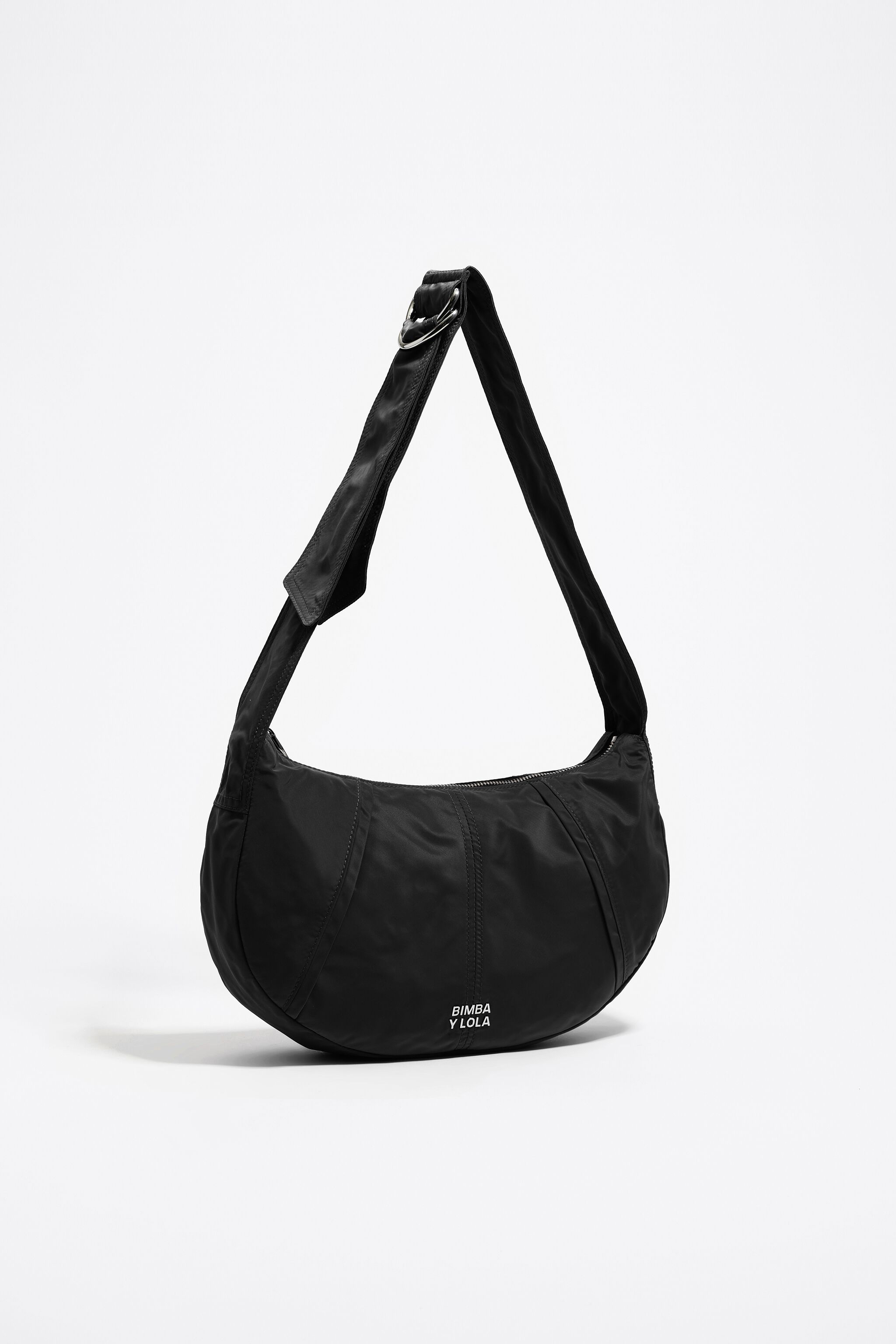 Medium black nylon Moon bag