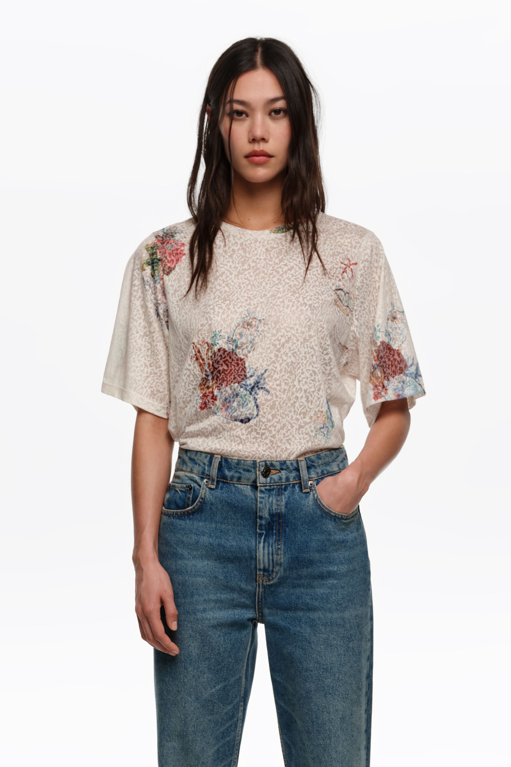Off-white Seabed devoré straight-cut T-shirt