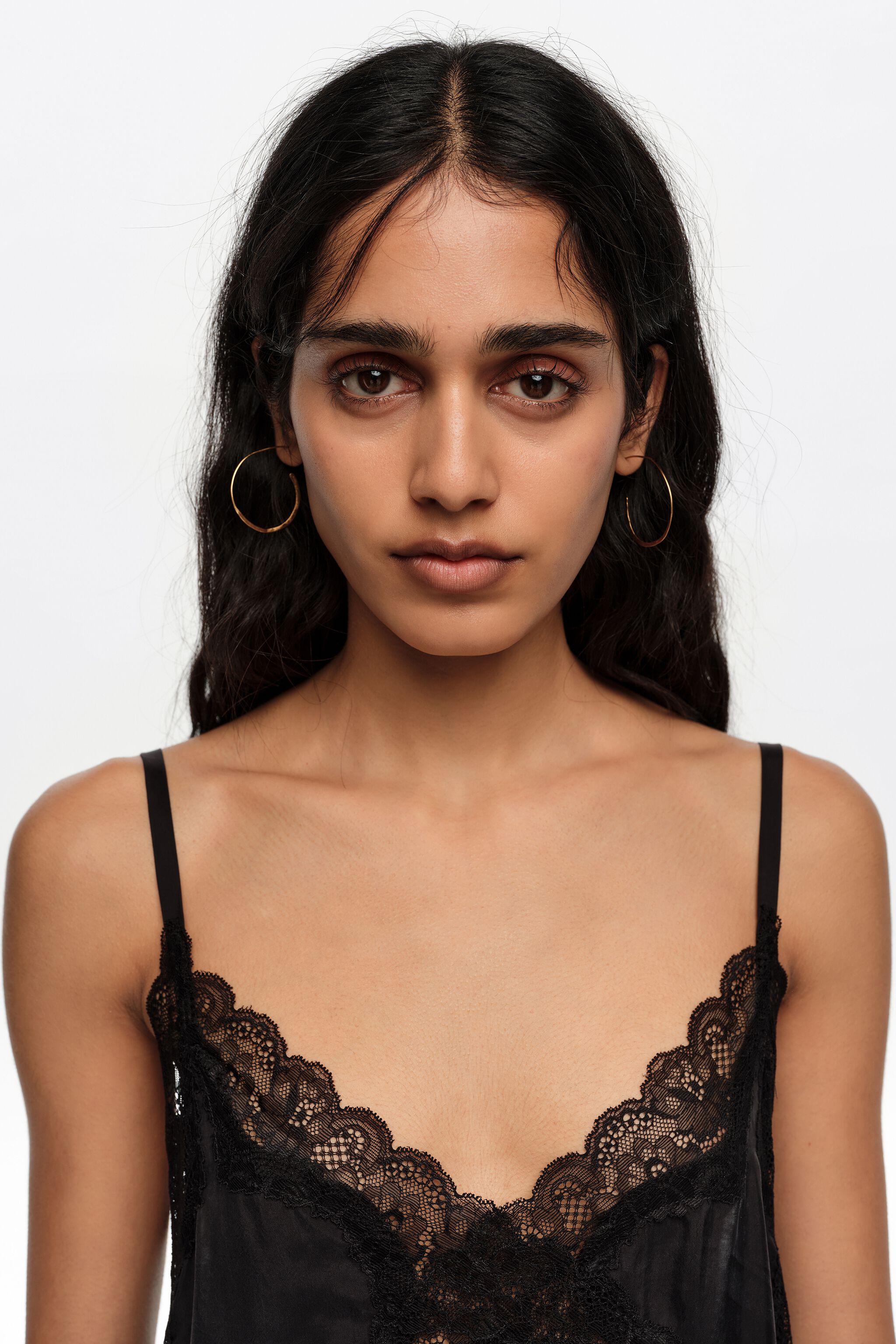 Long washed black lingerie top