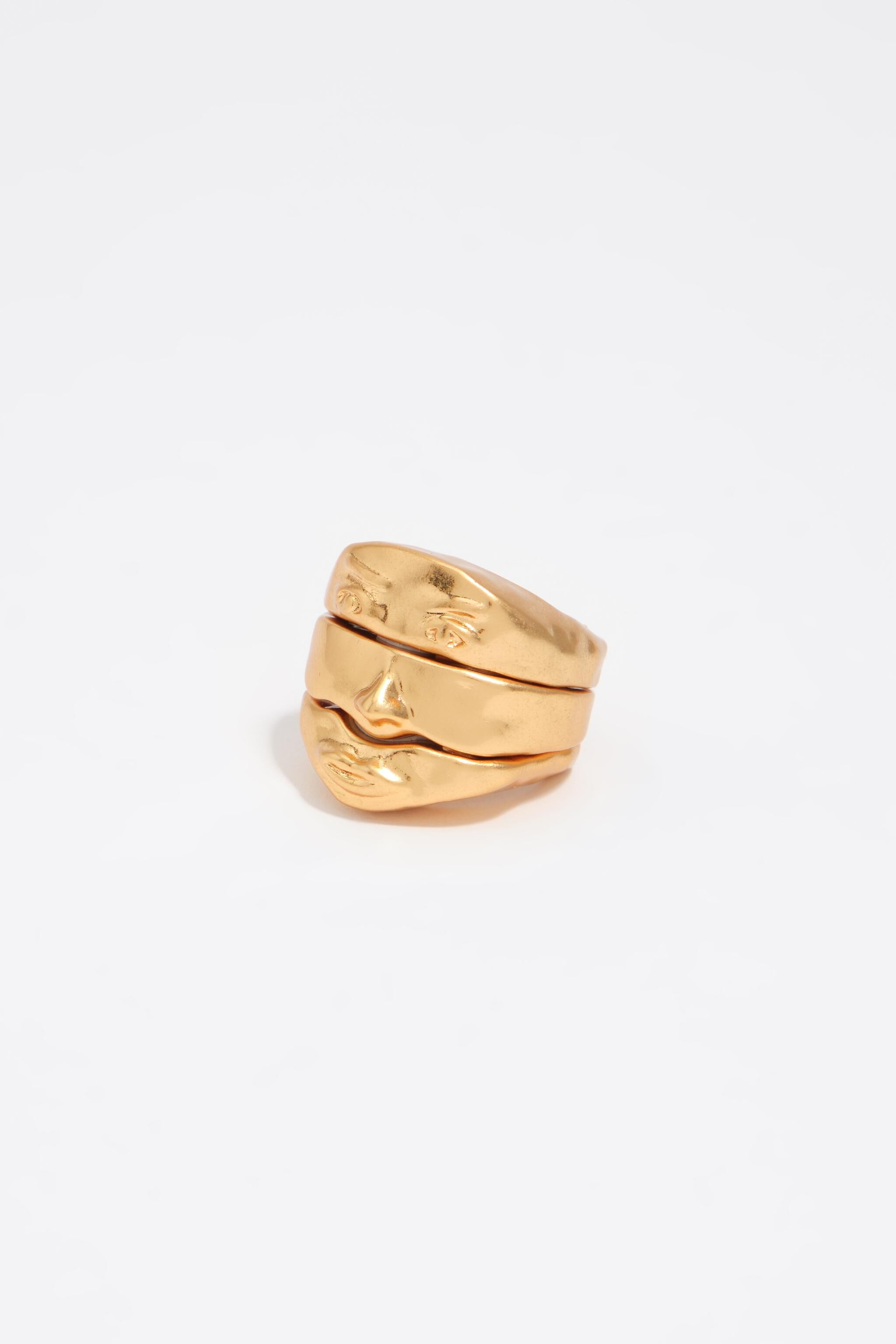 Set of 3 matte gold face rings