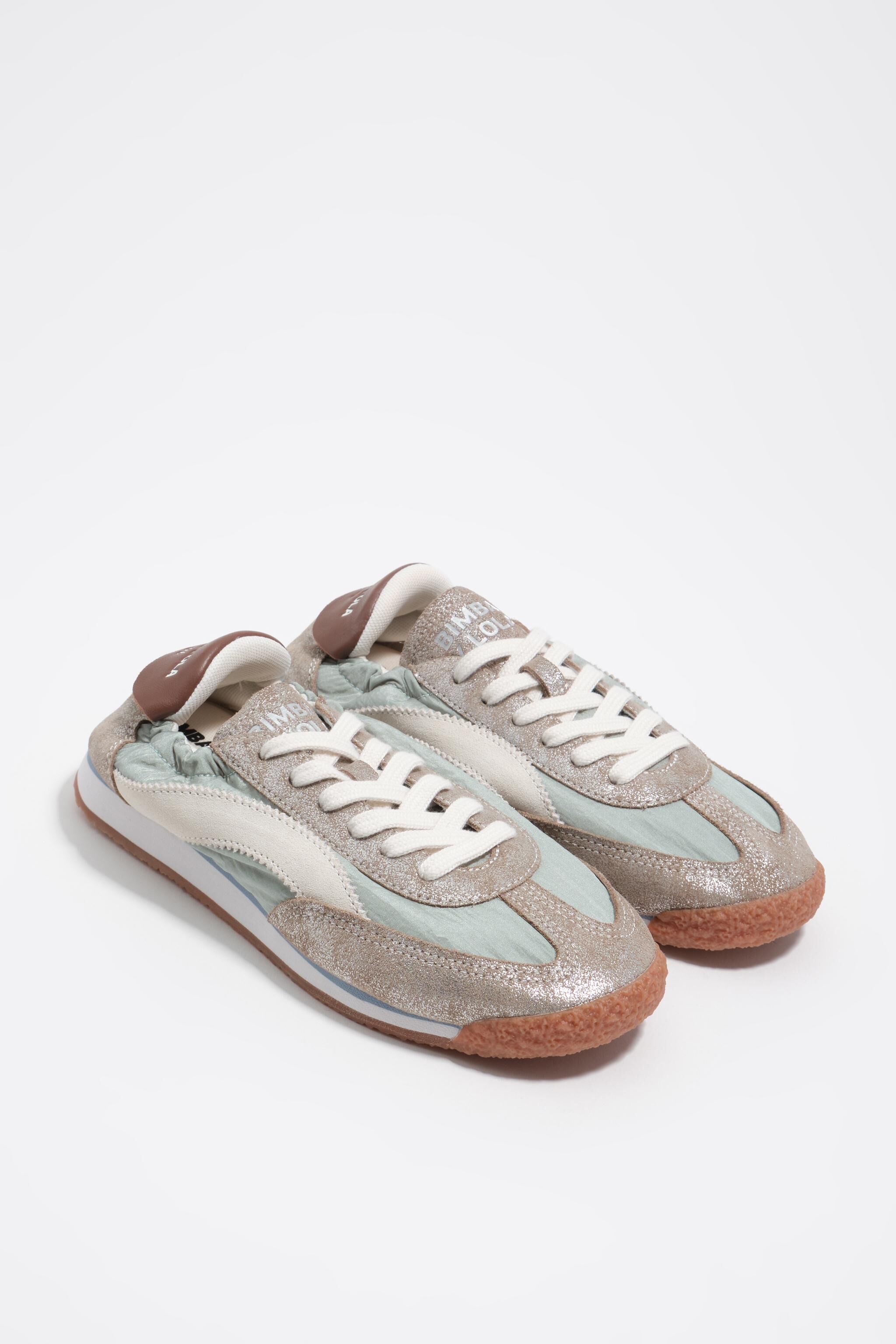 Metallic suede and green nylon 13 06 sneaker