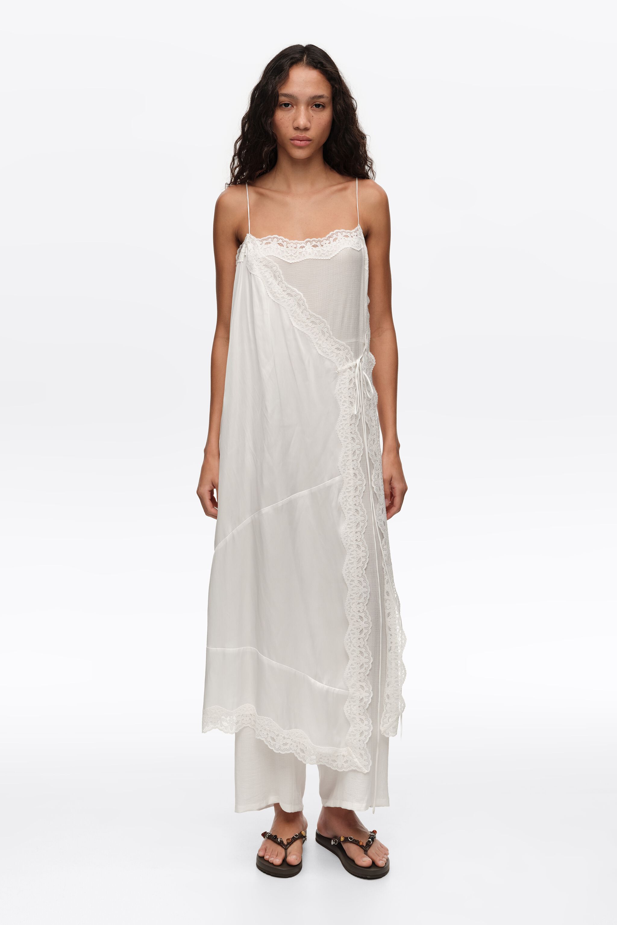 Off-white lace skirt-trouser hybrid