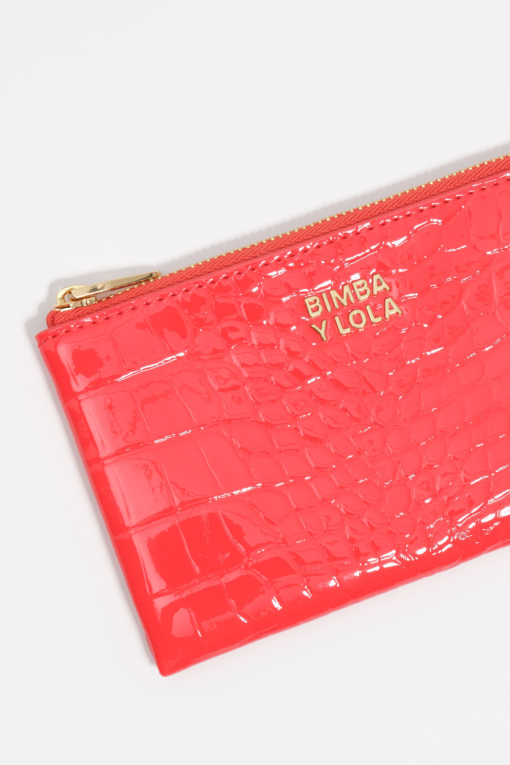 Coral mock croc coin purse