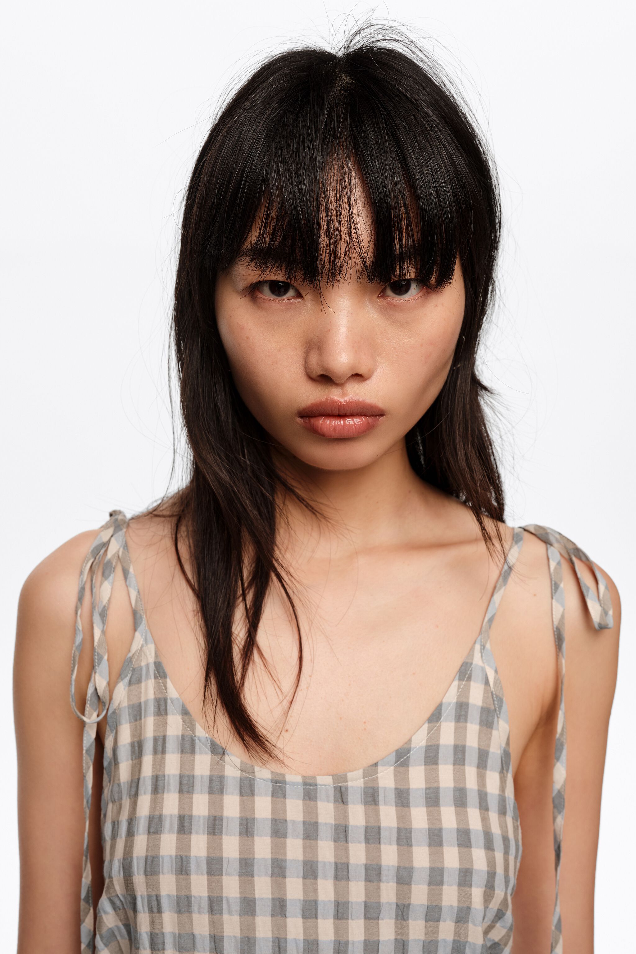 Light blue checked strappy dress