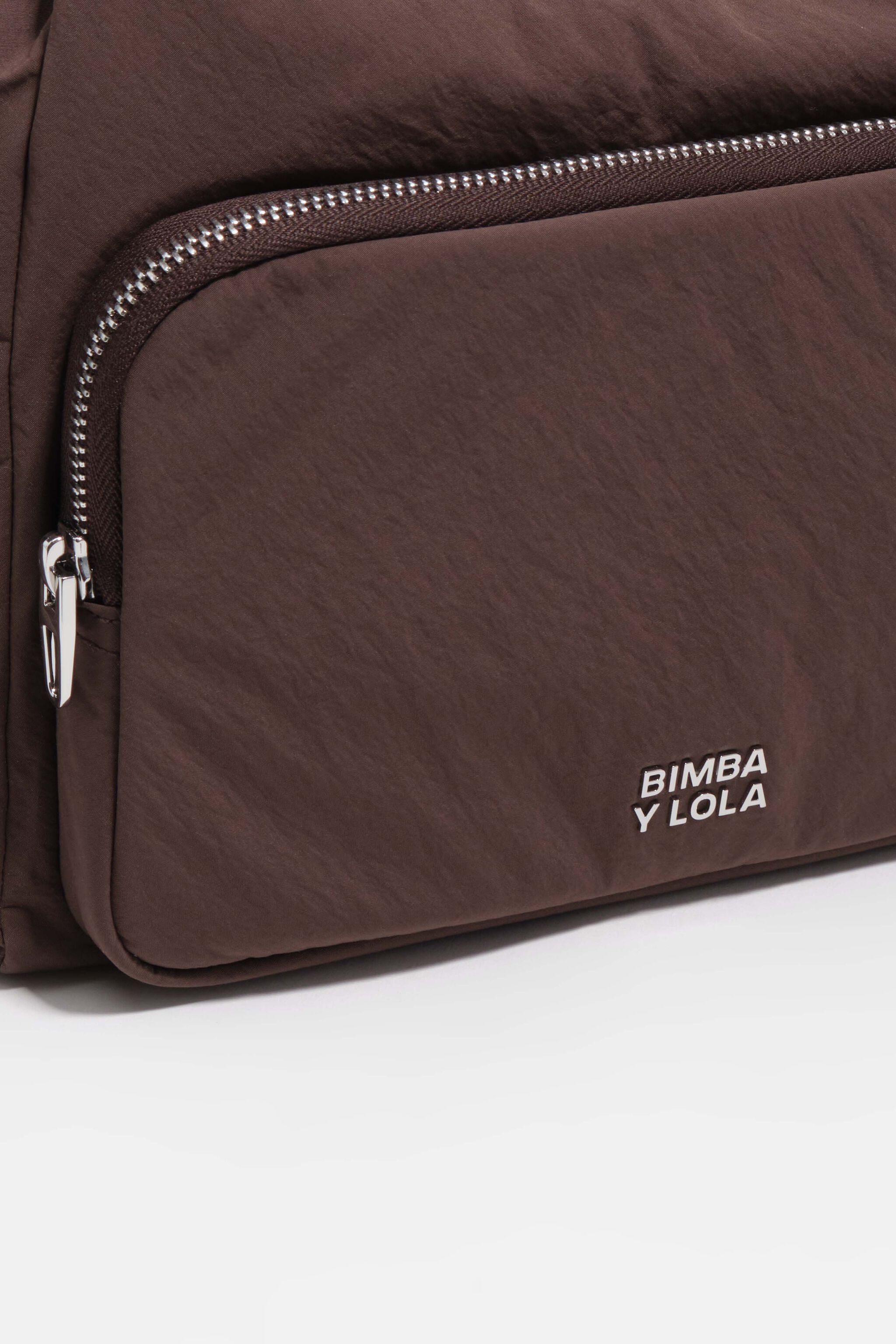 Medium dark brown nylon Pocket bucket bag