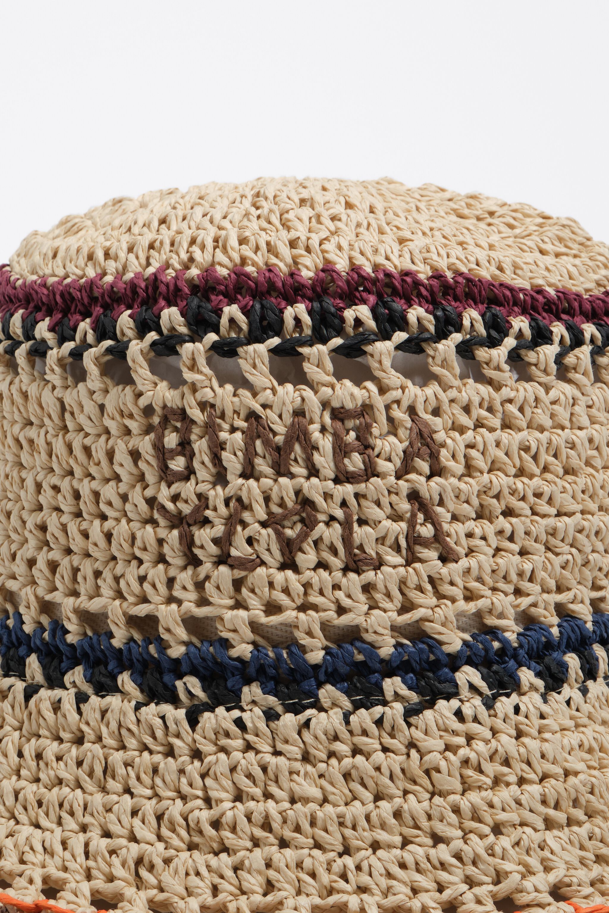 Natural and multicolor strips paper raffia hat