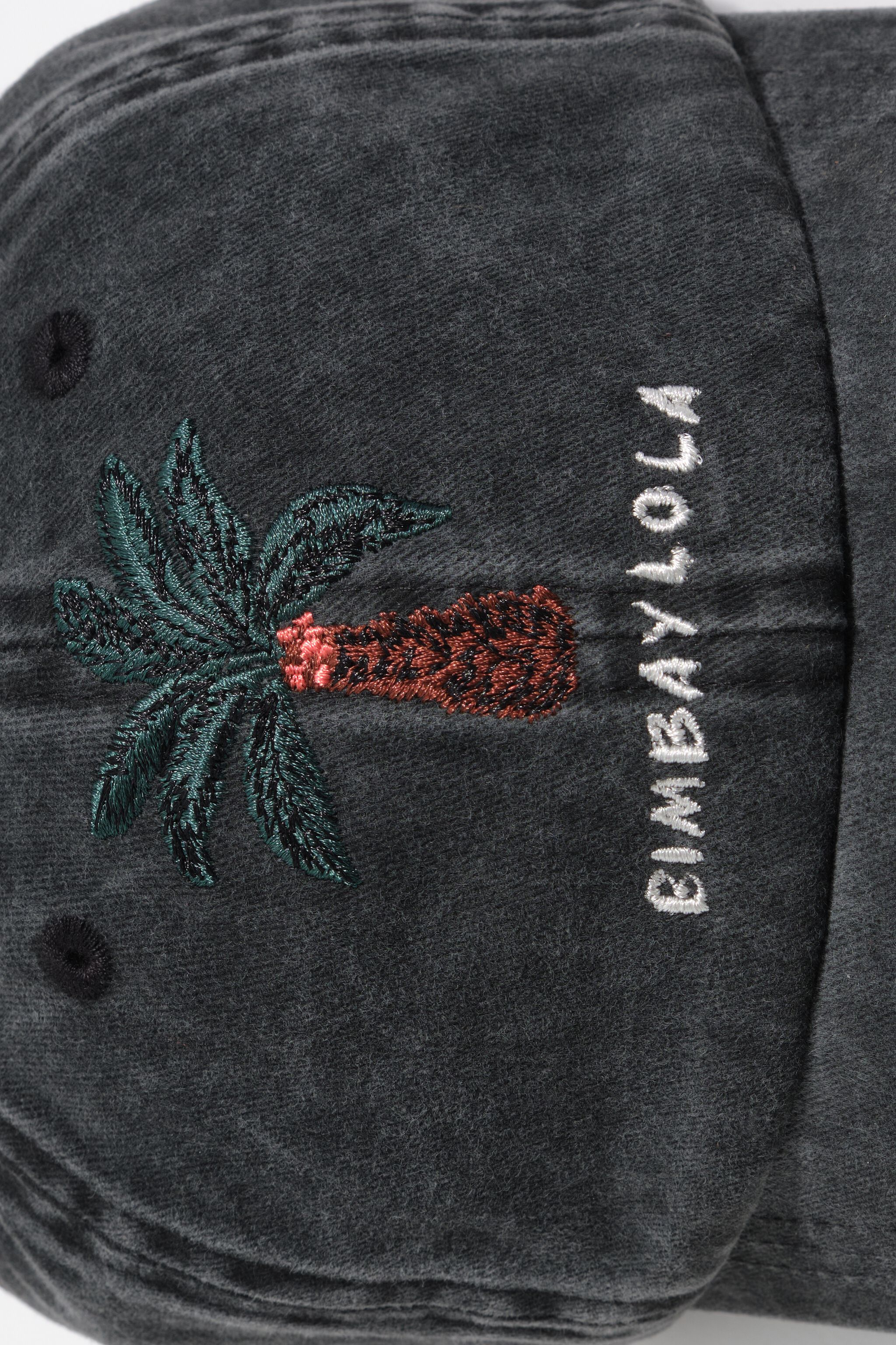 Washed black palm tree cotton cap