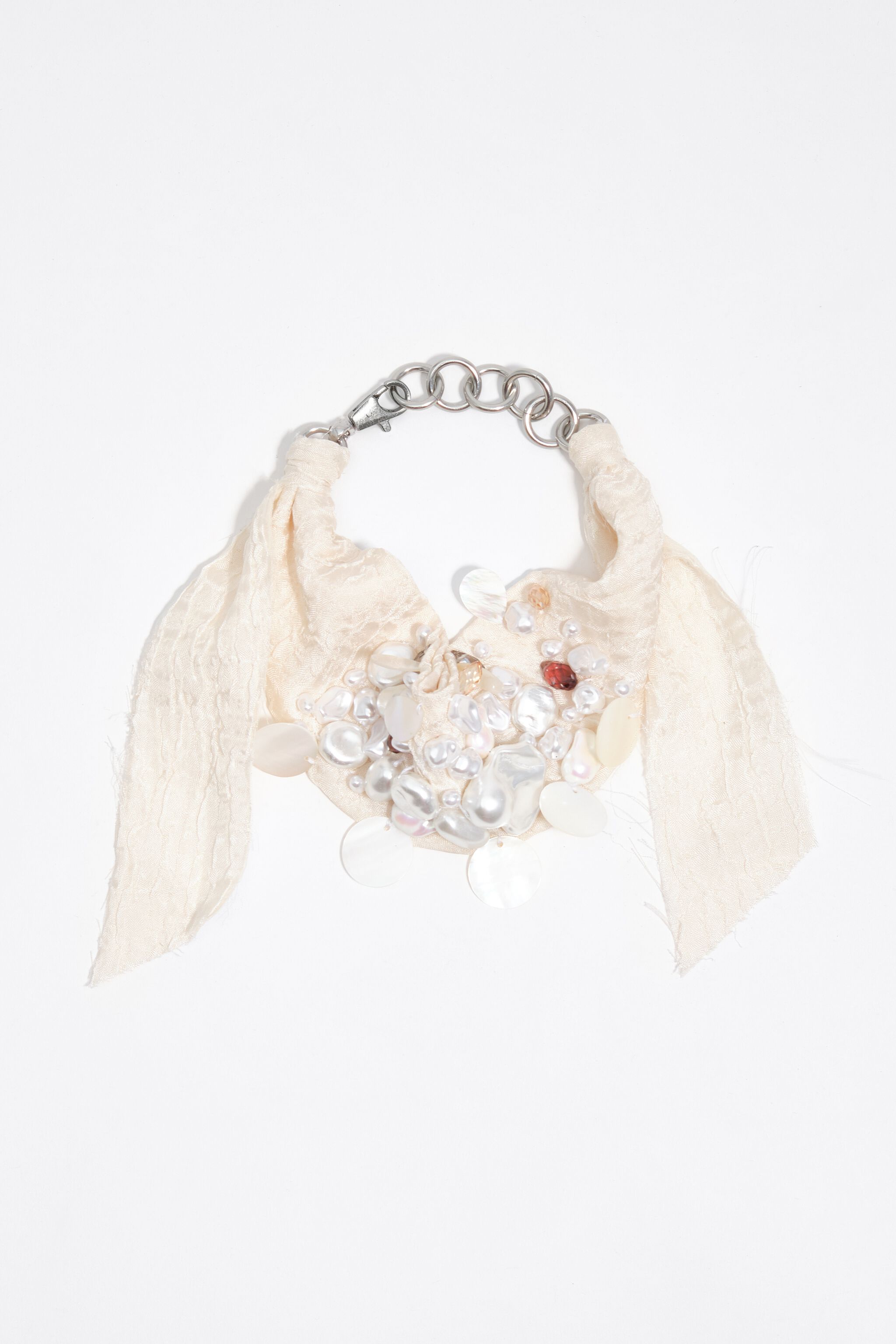 Ivory woven choker necklace with pearls