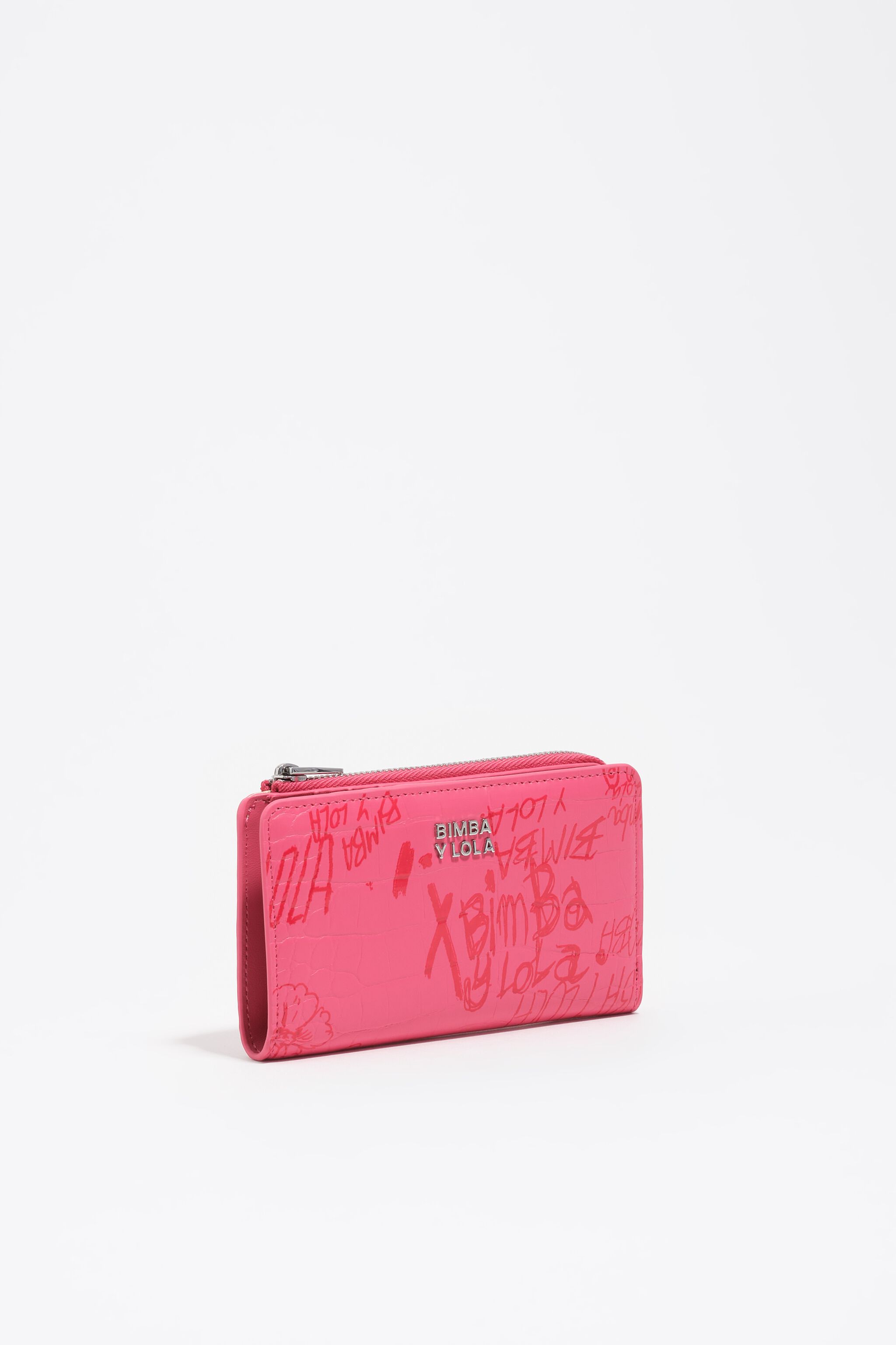 Berry pink BIMBA logos compact purse