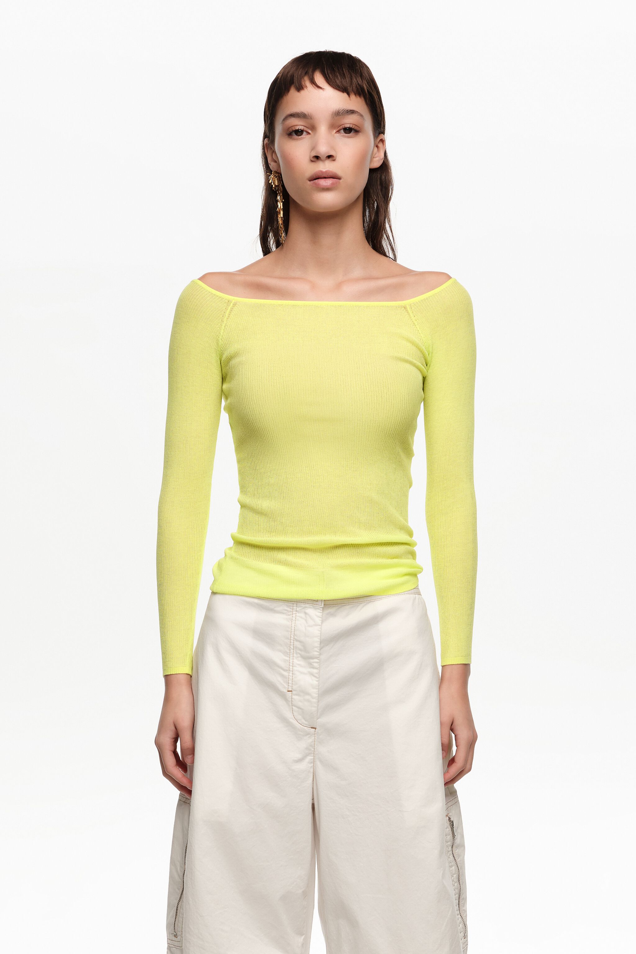 Lime fitted ribbed sweater