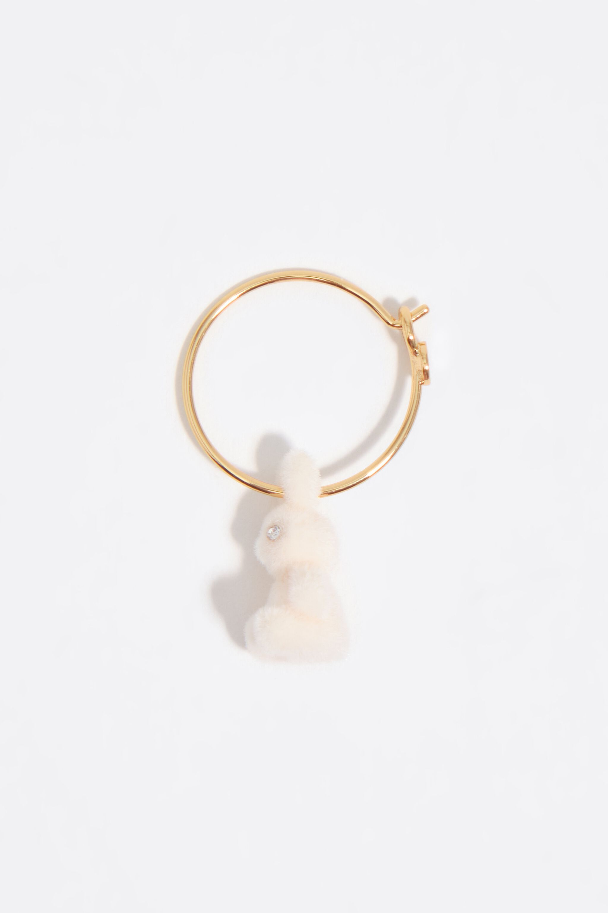 Ivory flocked rabbit hoop earrings