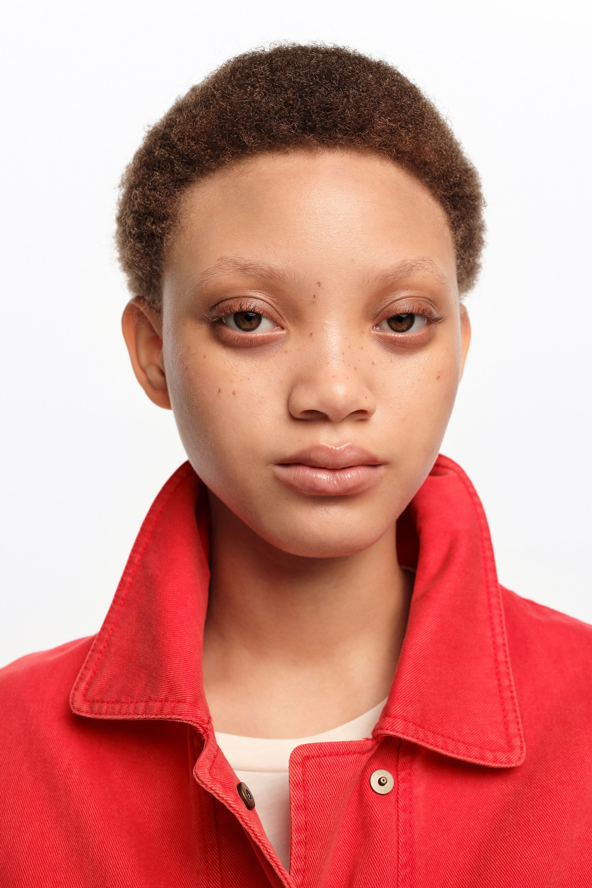 Short faded red cotton jacket