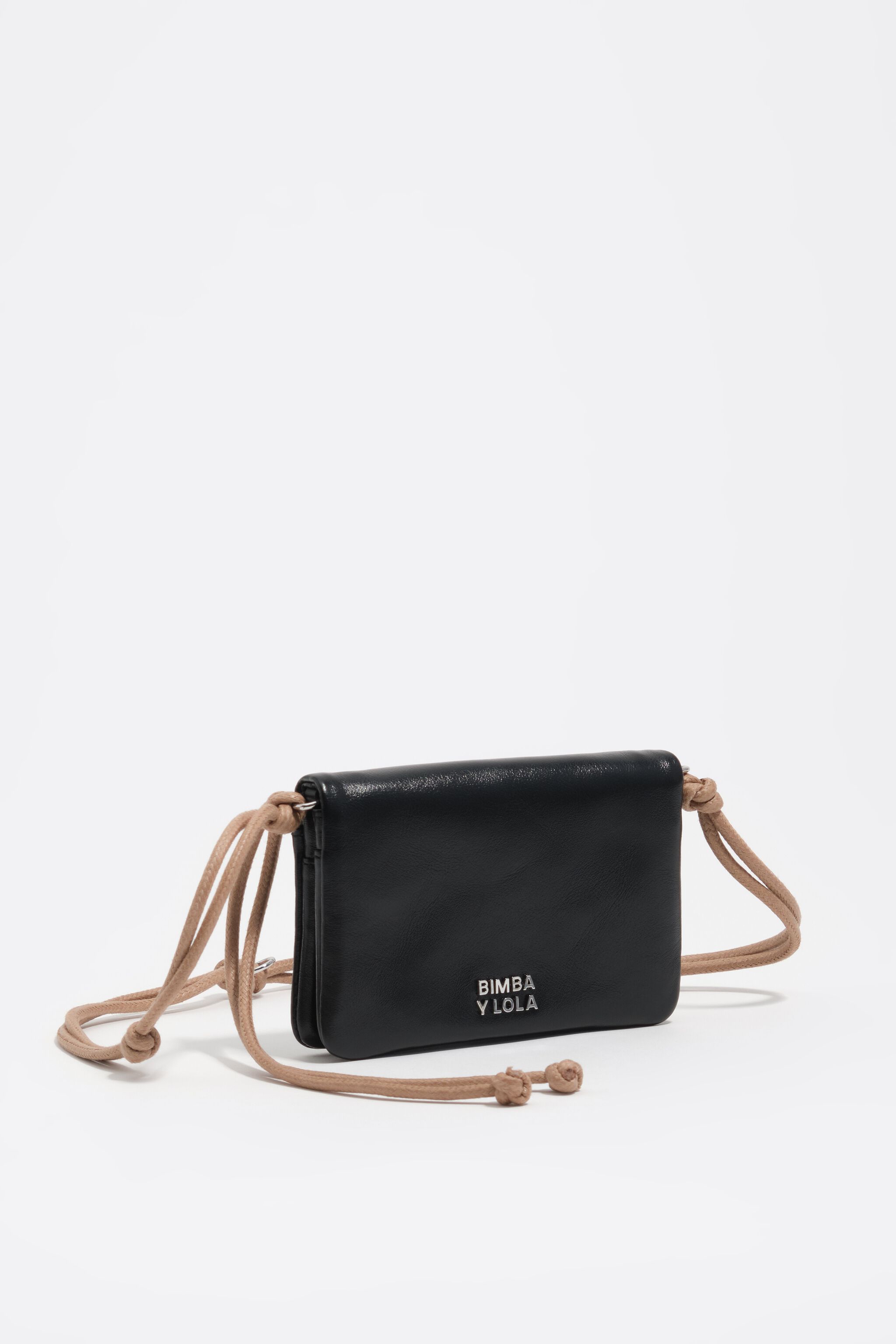 Small black leather flap purse