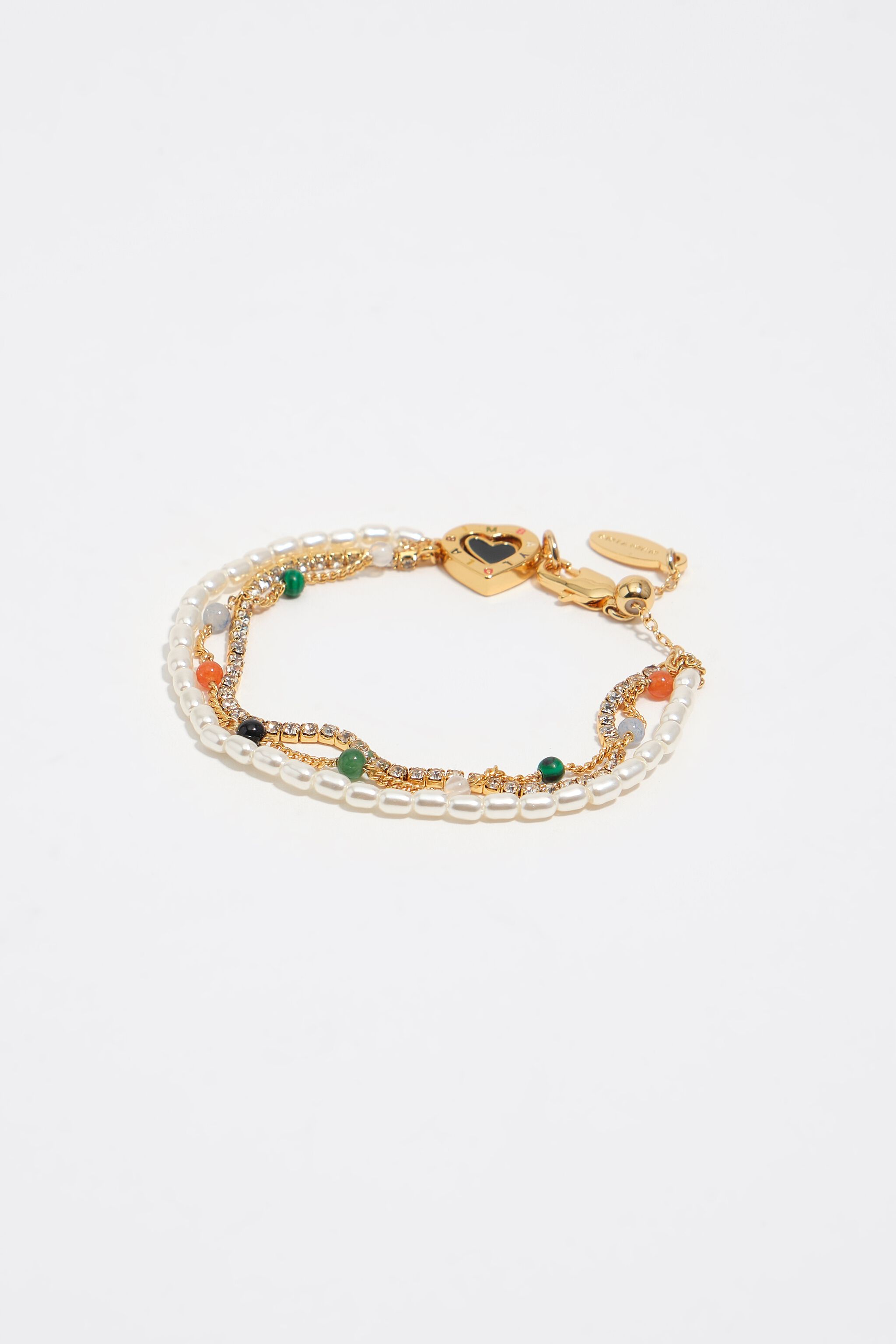 Golden logo heart triple bracelet