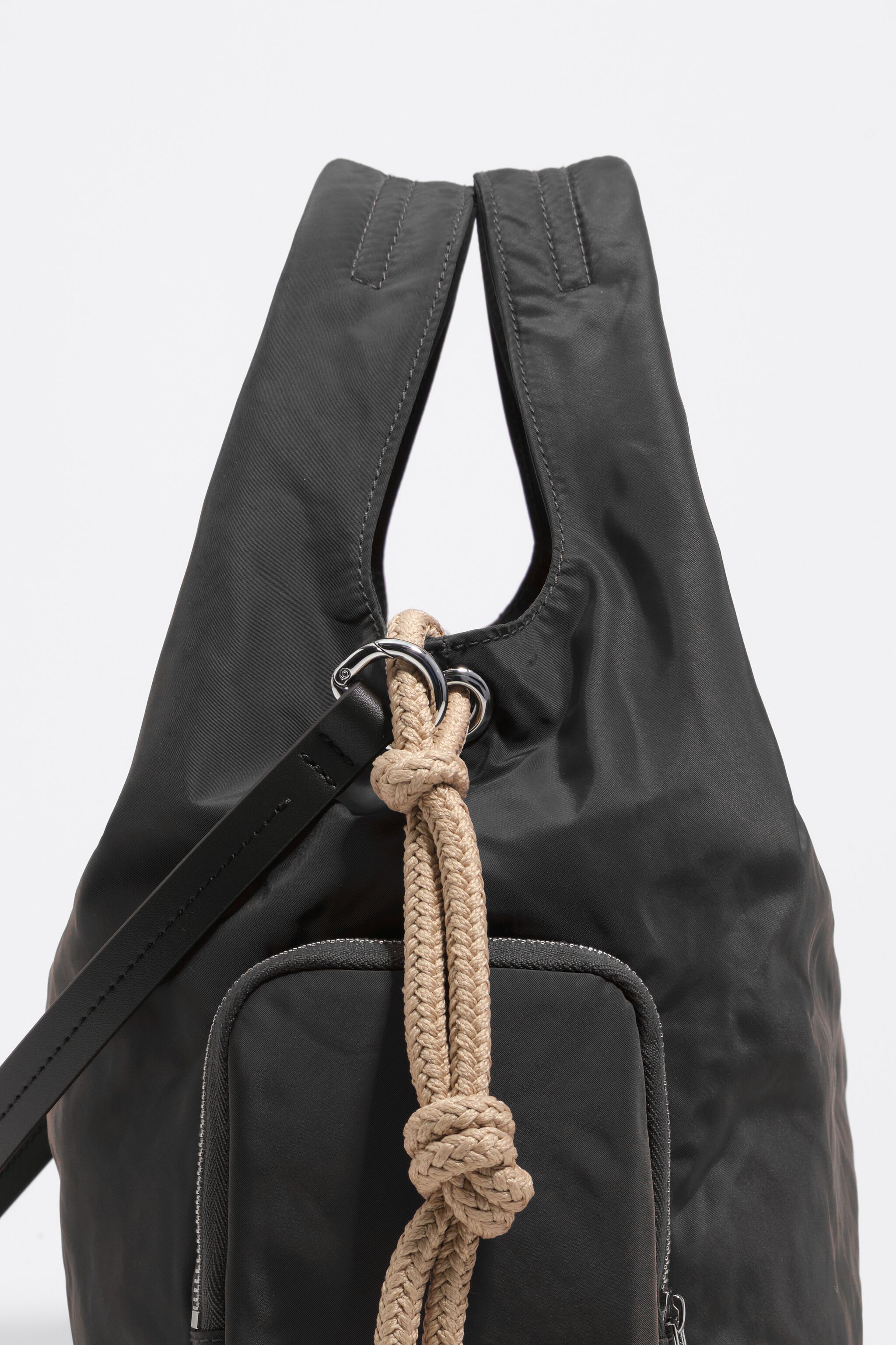 Medium charcoal nylon handbag