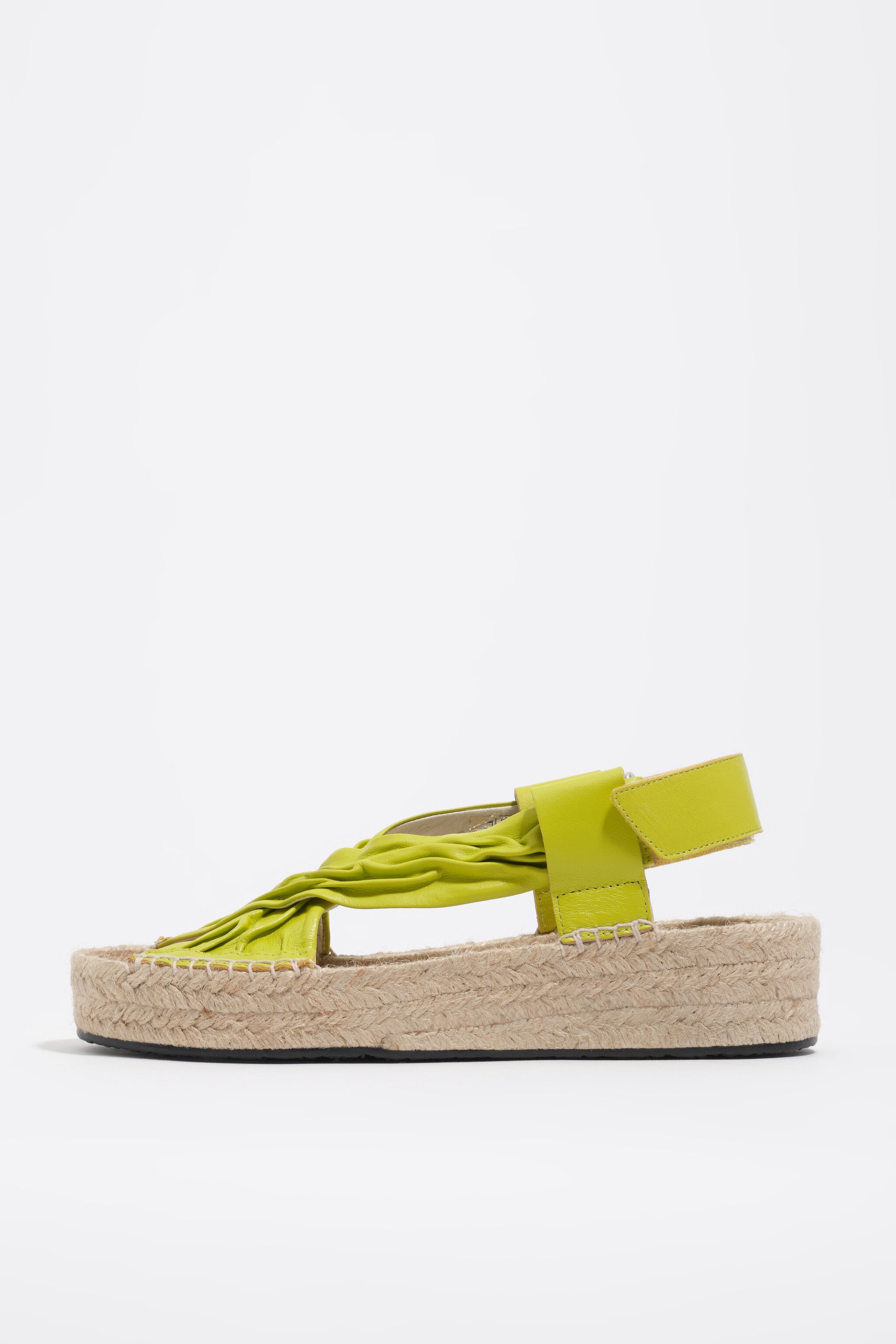 Lime leather jute wedge sandal
