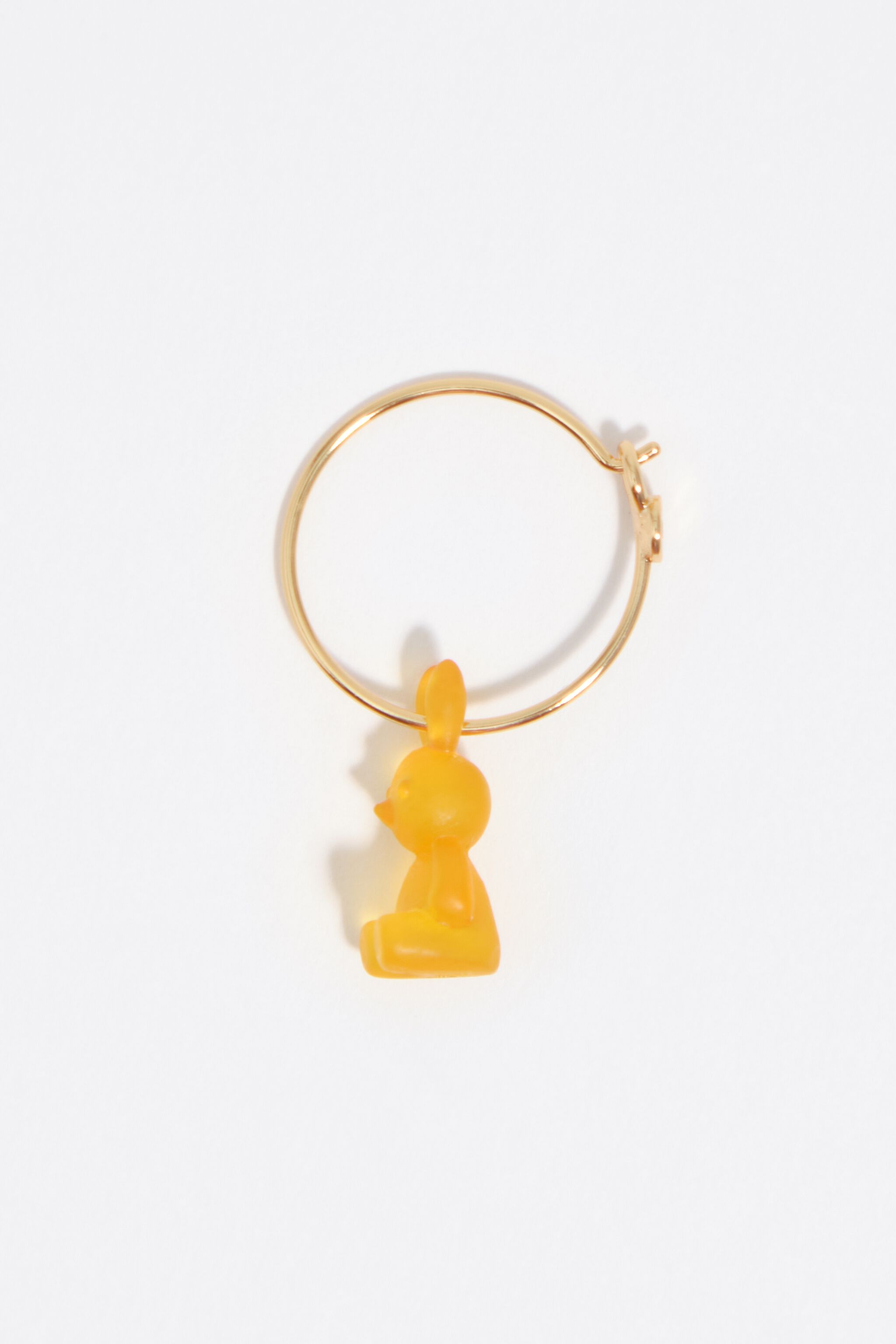 Gold resin rabbit hoop earrings