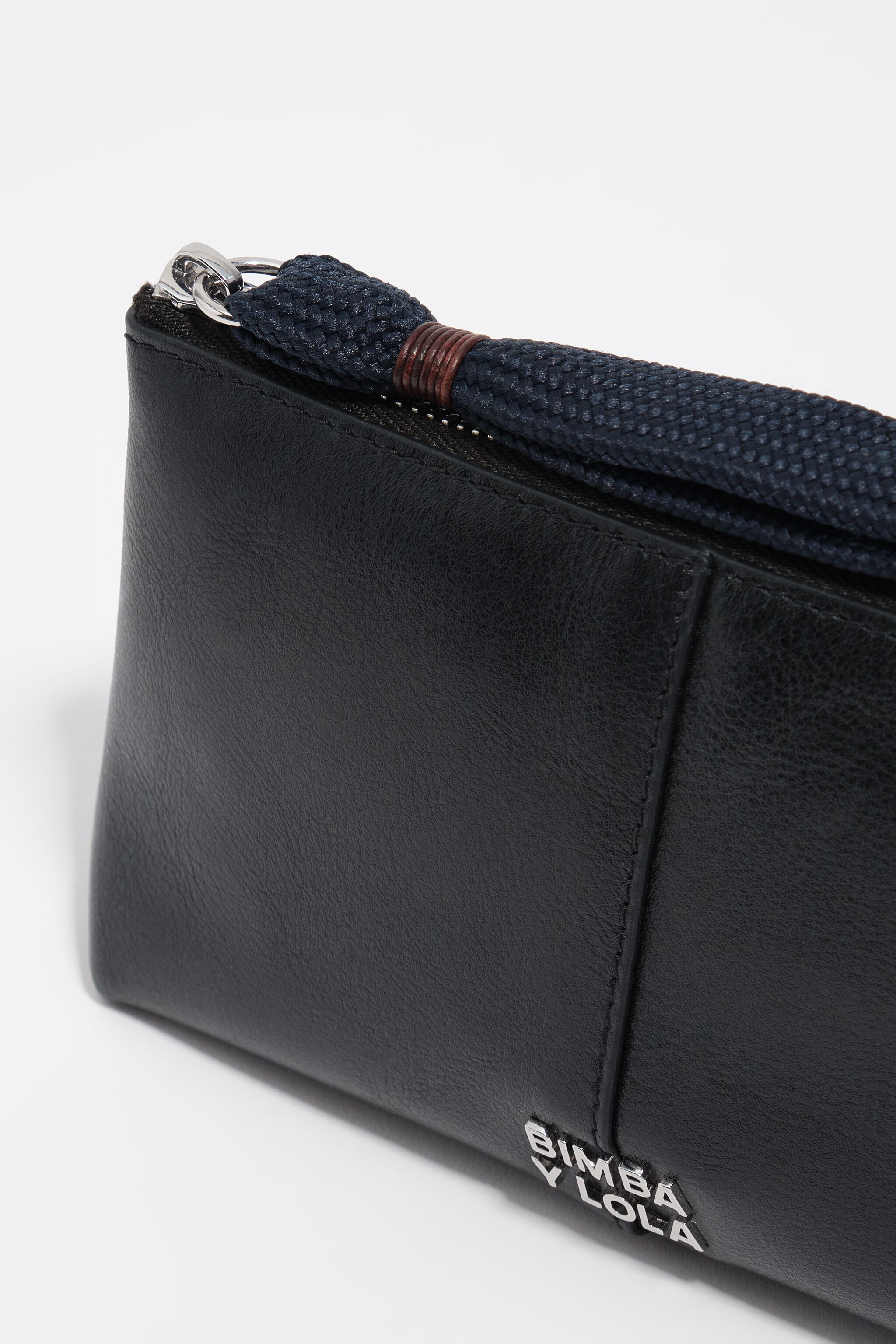 Large black leather purse