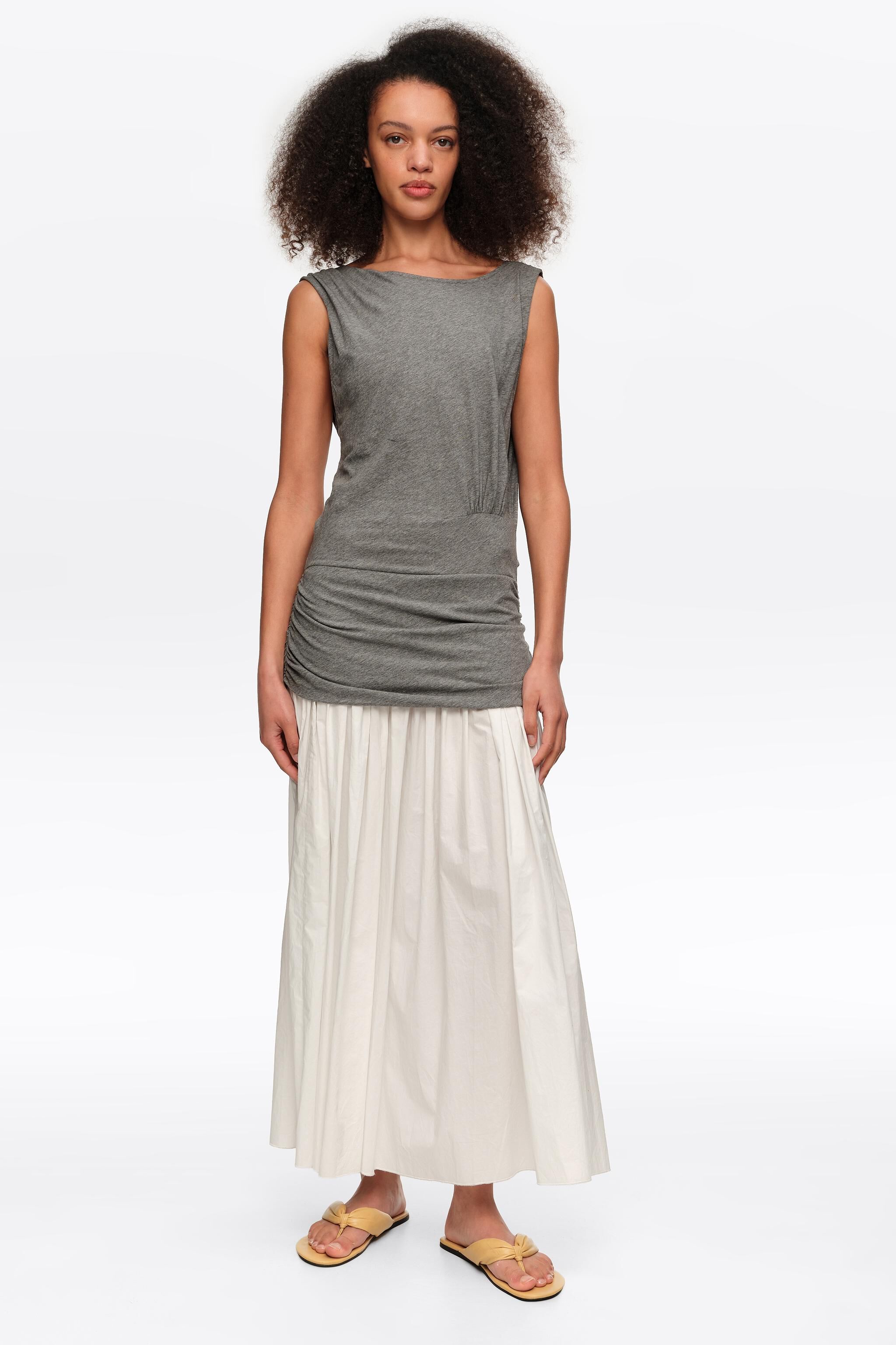 Two-tone melange gray sleeveless dress