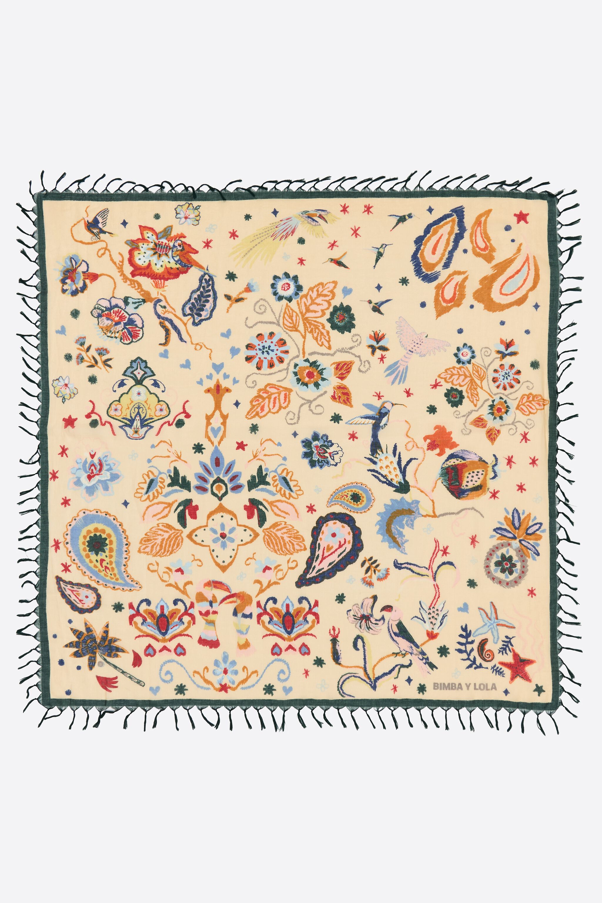 Green tropical birds shawl